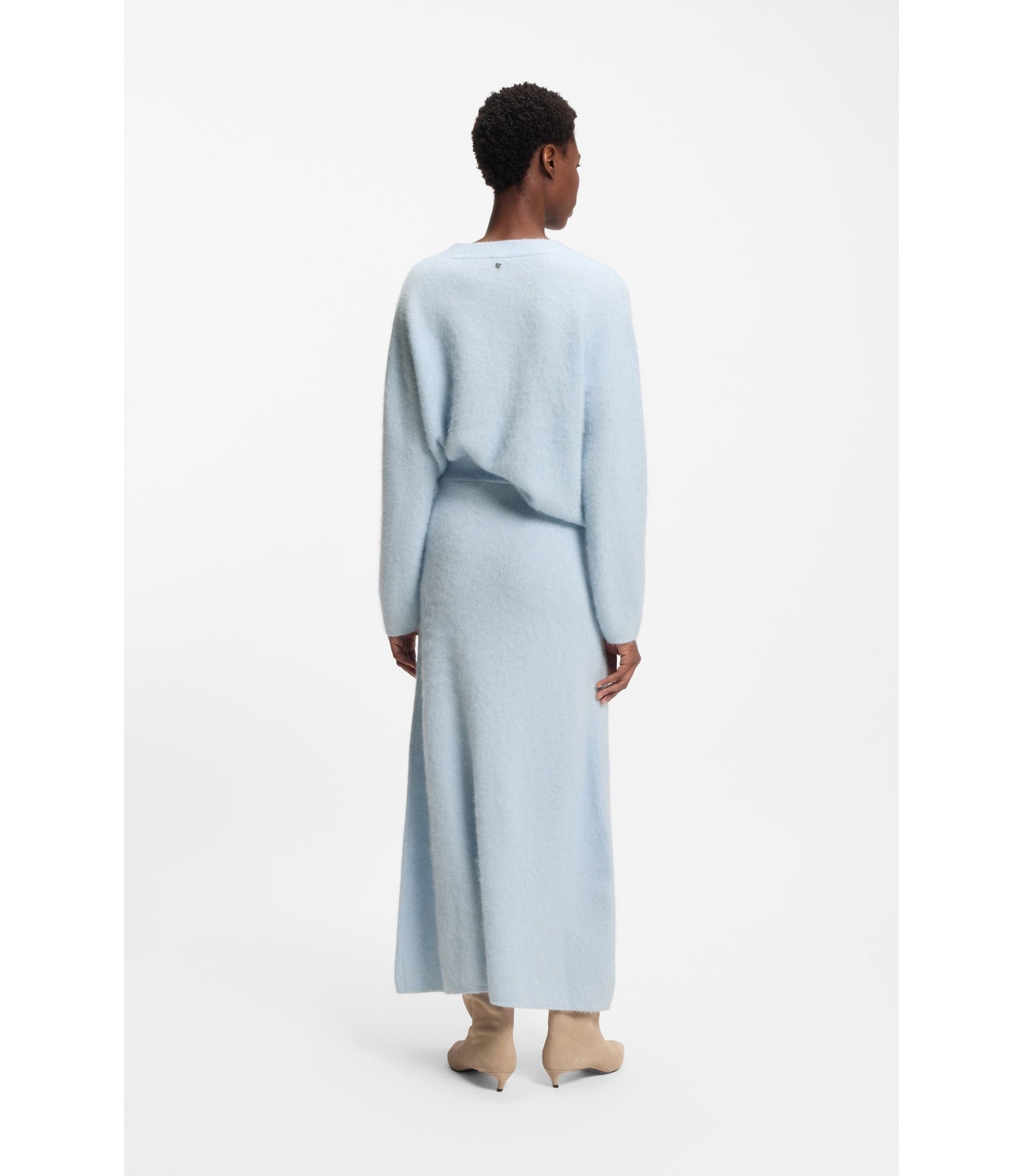 Boss Knitted Skirt With Logo Charm Light Blue Women's
