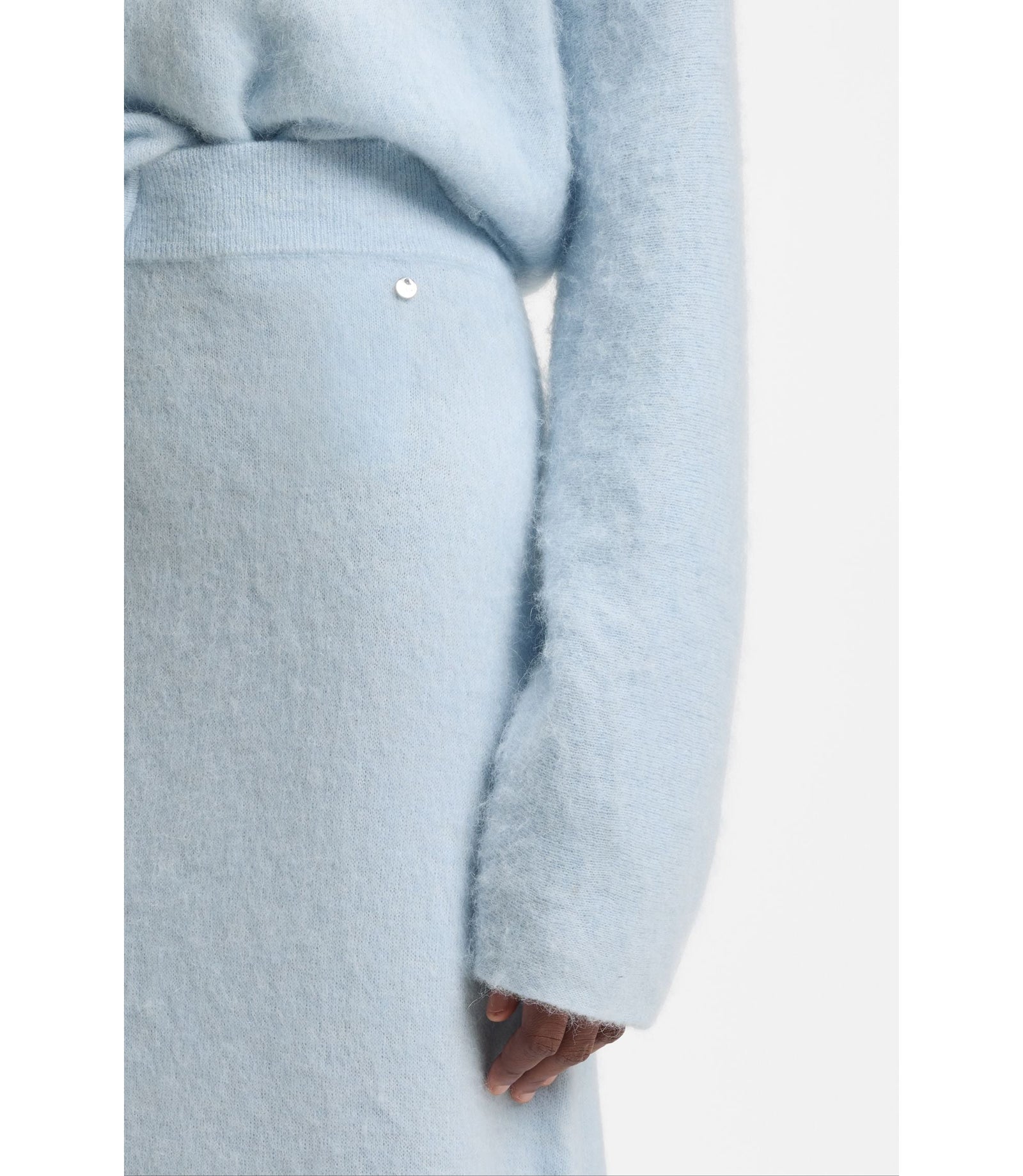 Boss Knitted Skirt With Logo Charm Light Blue Women's