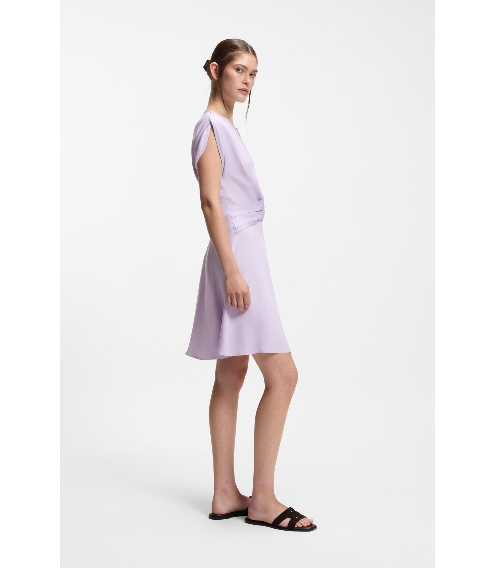 Boss Keyhole Neckline Dress With Wrap Detail Light Purple Women's
