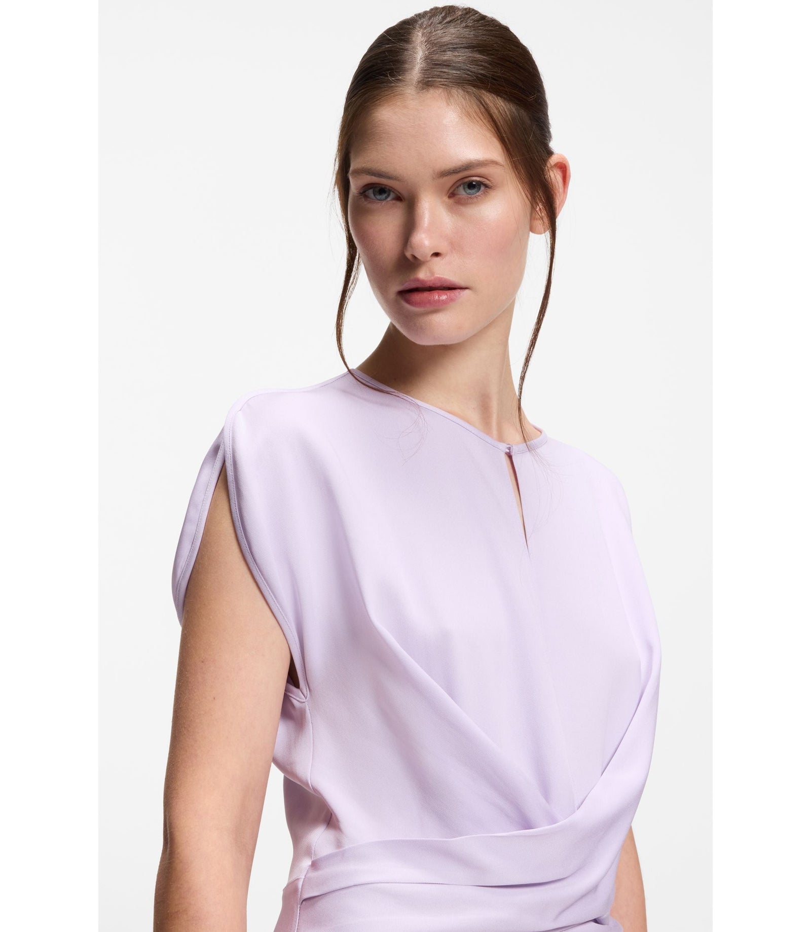 Boss Keyhole Neckline Dress With Wrap Detail Light Purple Women's