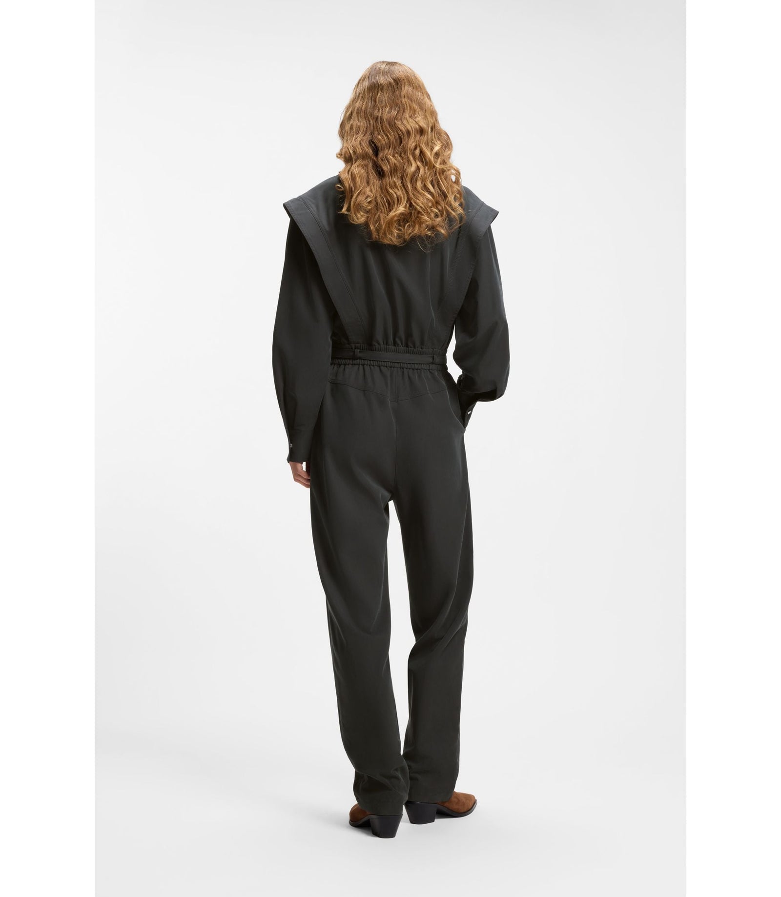 Boss Jumpsuit In Sandwashed Fabric Light Grey Women's