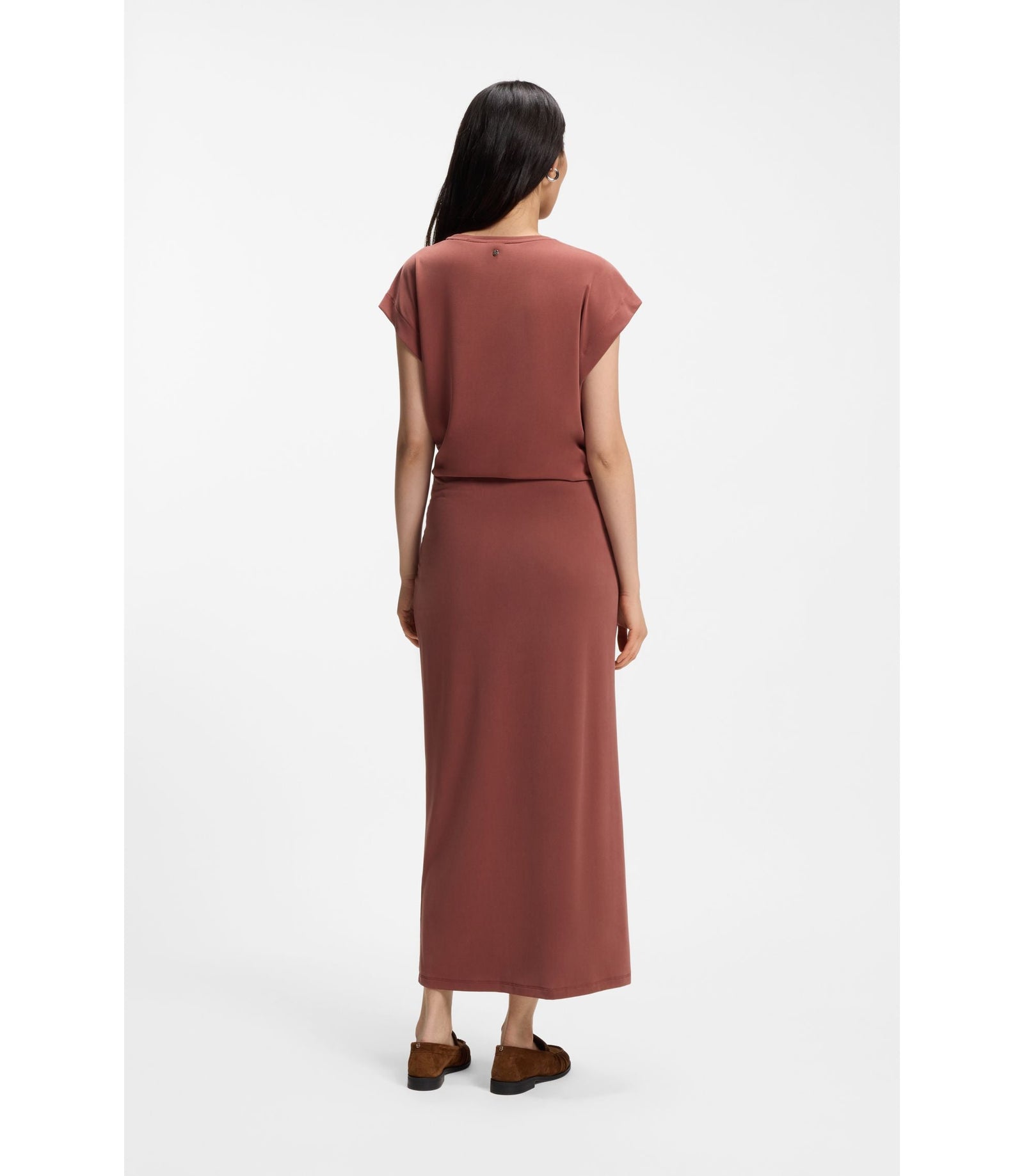 Boss Jersey Maxi Skirt With Twist Detail Dark Red Women's
