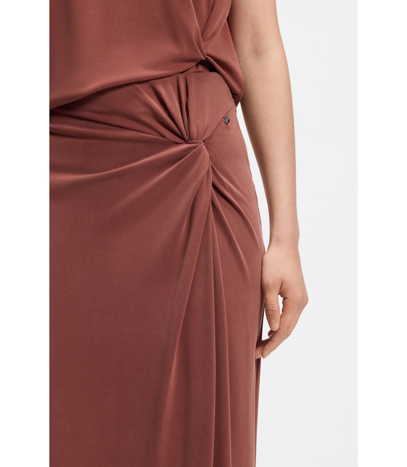 Boss Jersey Maxi Skirt With Twist Detail Dark Red Women's