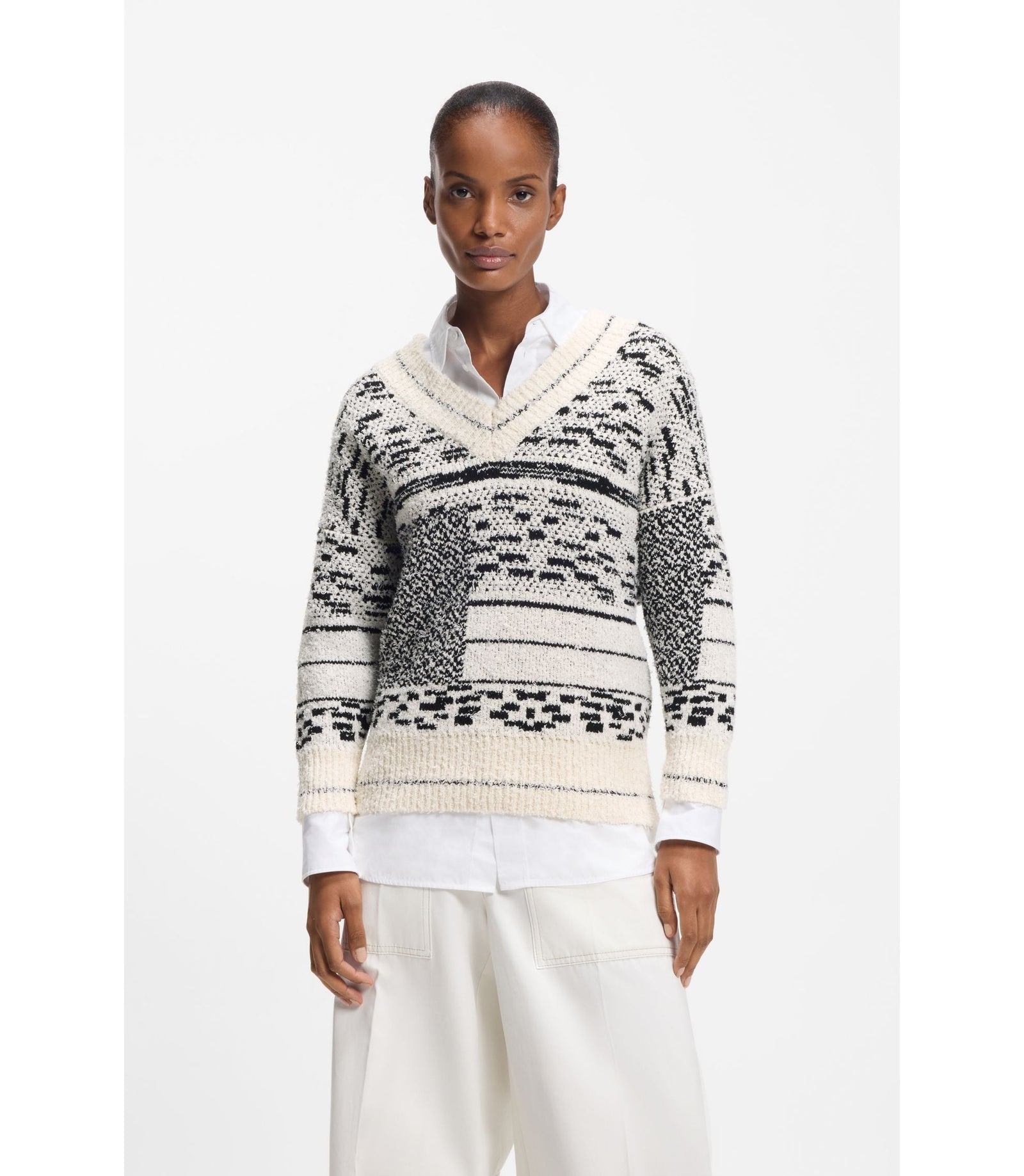 Boss Jacquard Pattern Sweater In A Cotton Blend Patterned Women's