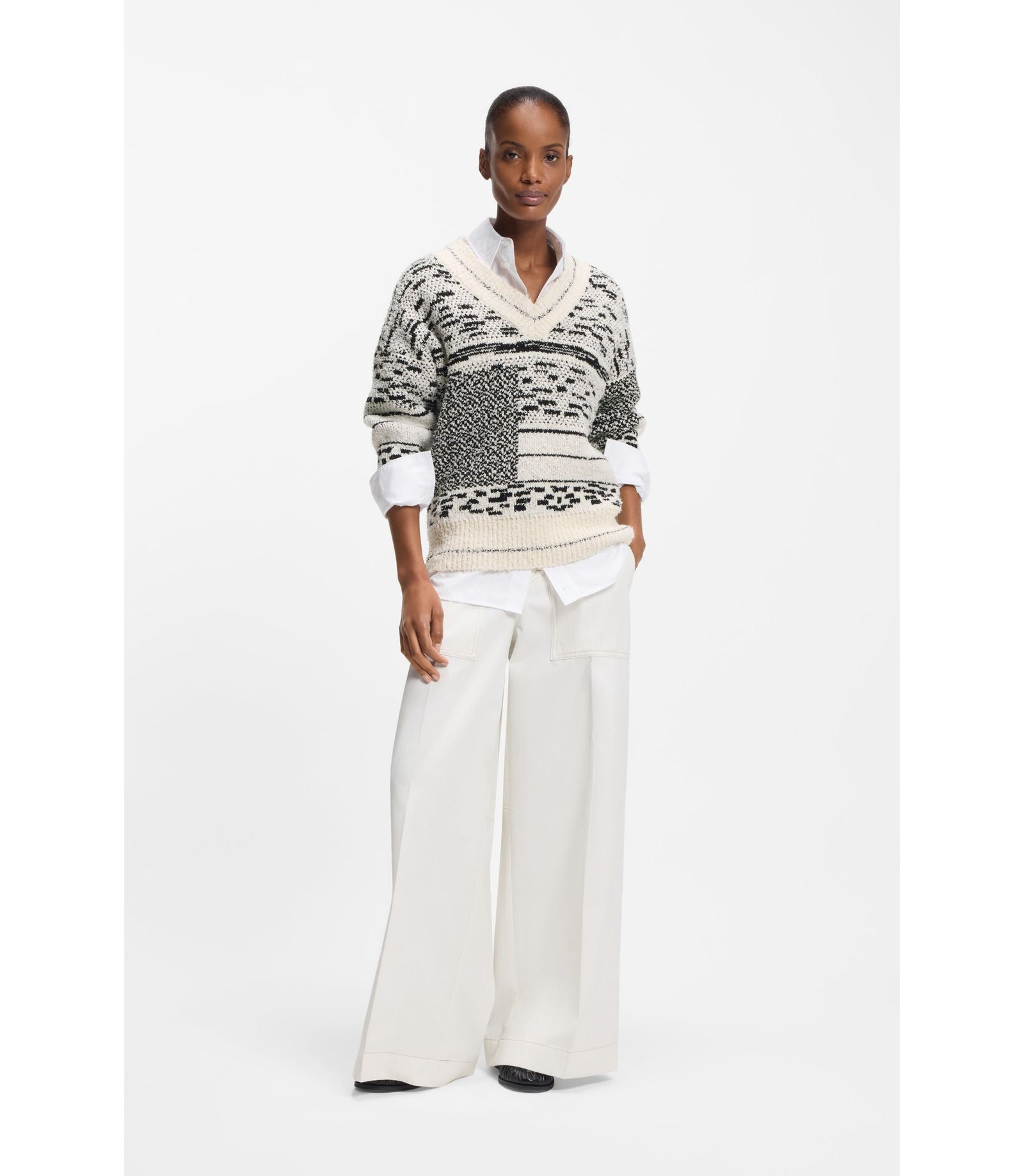 Boss Jacquard Pattern Sweater In A Cotton Blend Patterned Women's