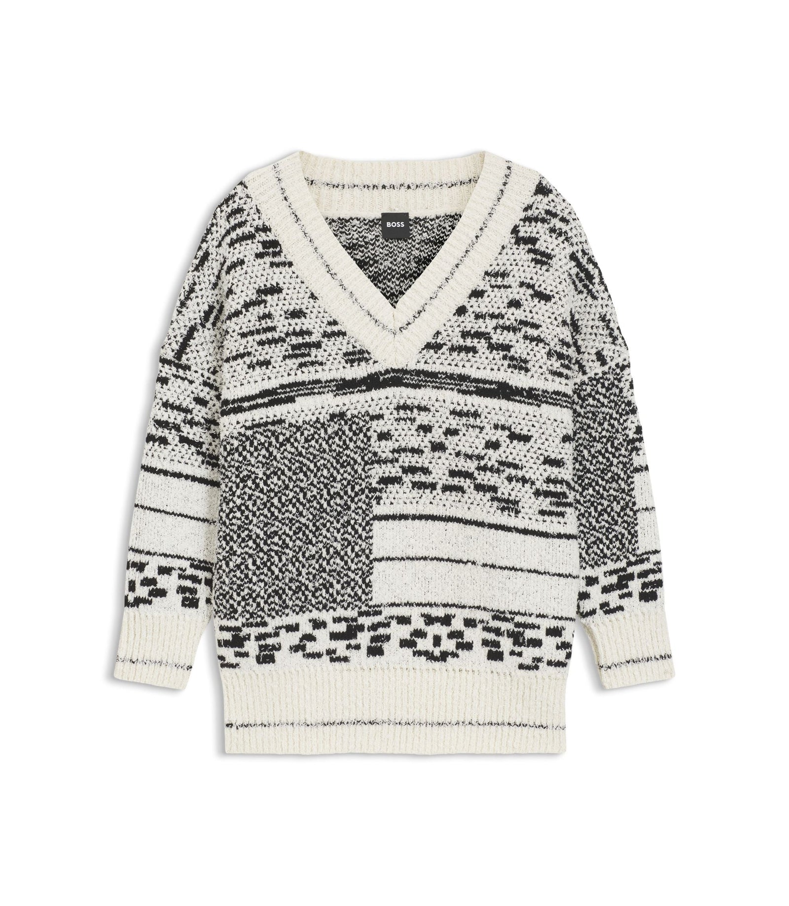 Boss Jacquard Pattern Sweater In A Cotton Blend Patterned Women's