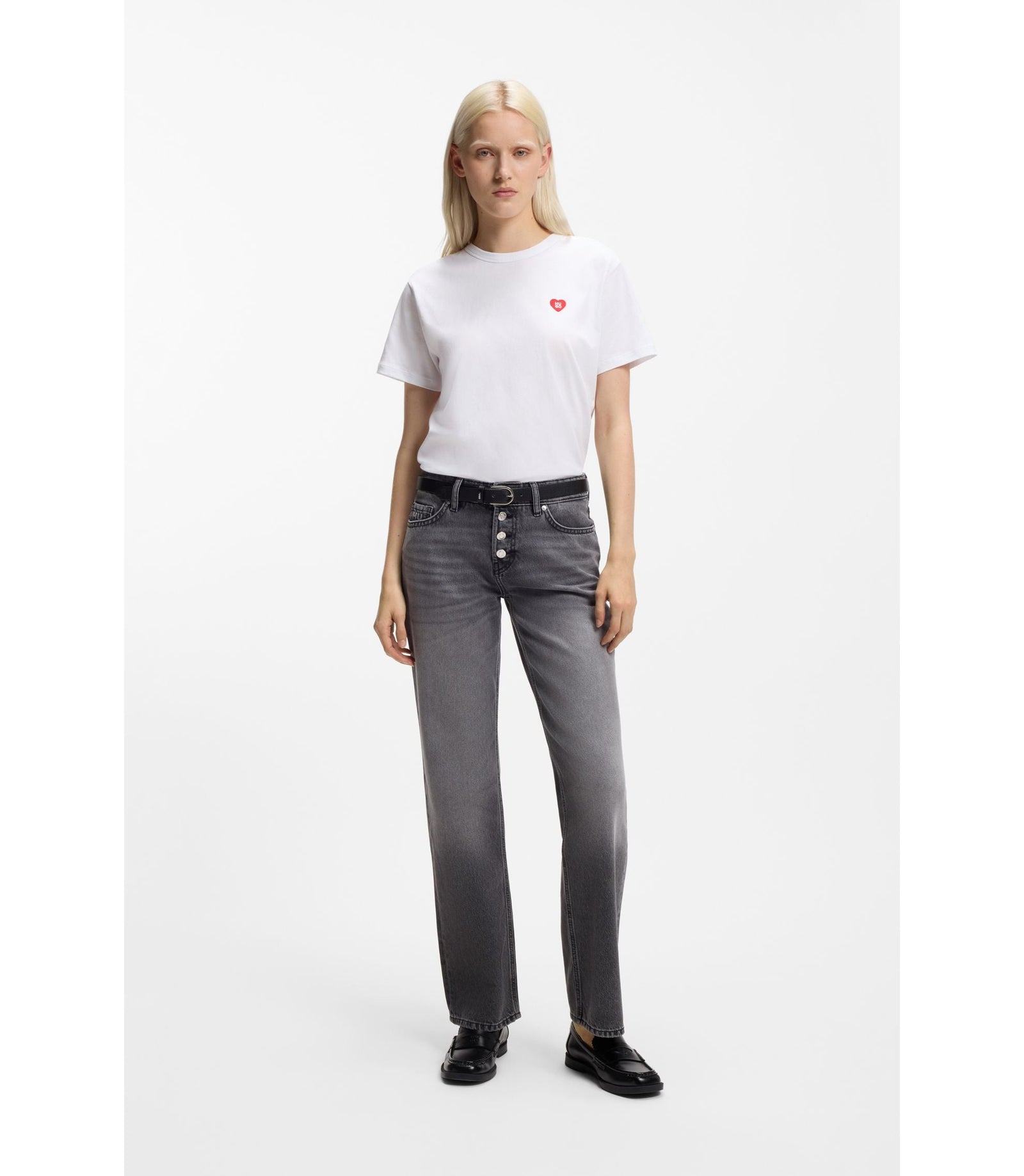 Hugo Heart Logo T Shirt In Cotton Jersey White Women's