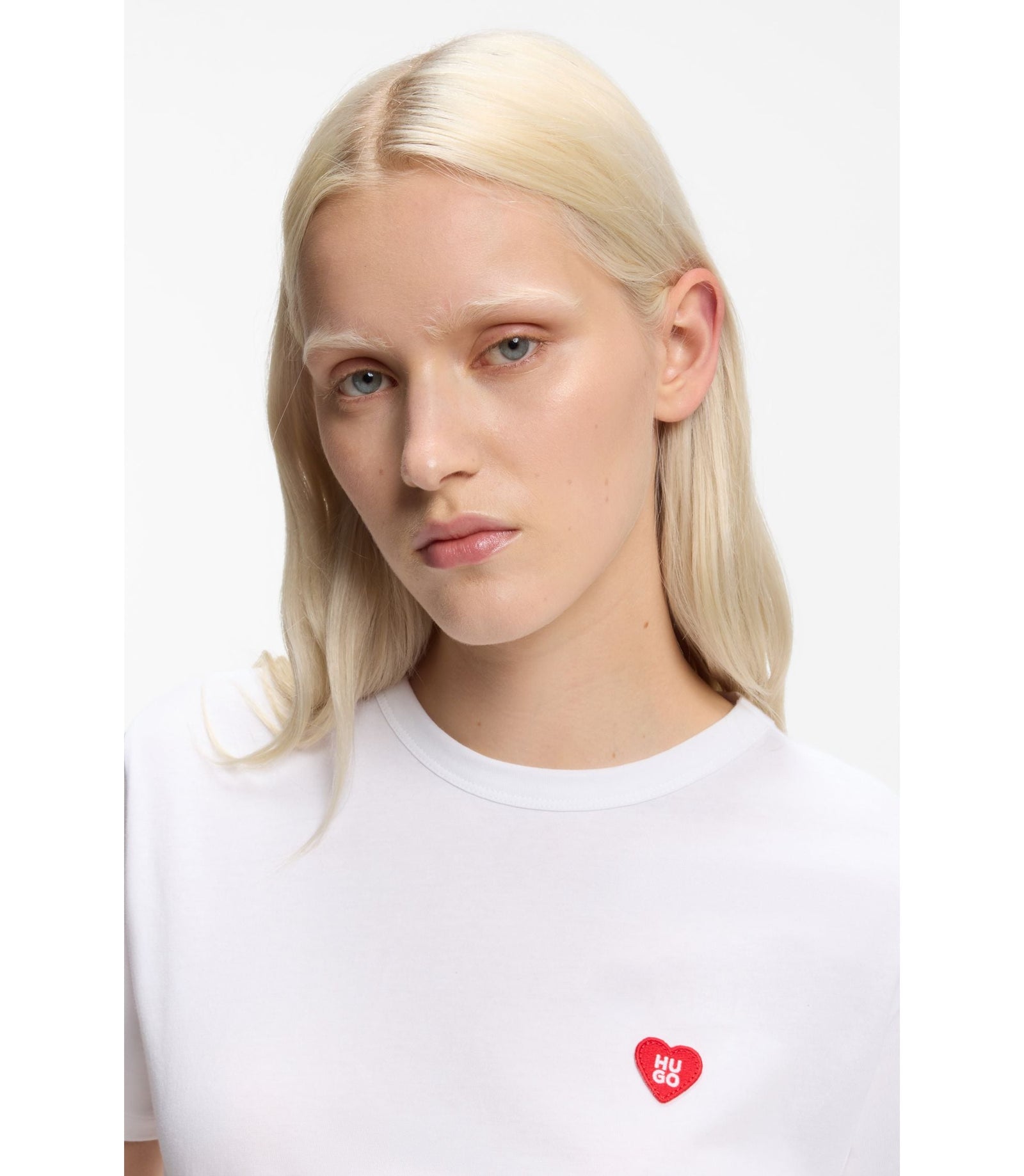 Hugo Heart Logo T Shirt In Cotton Jersey White Women's