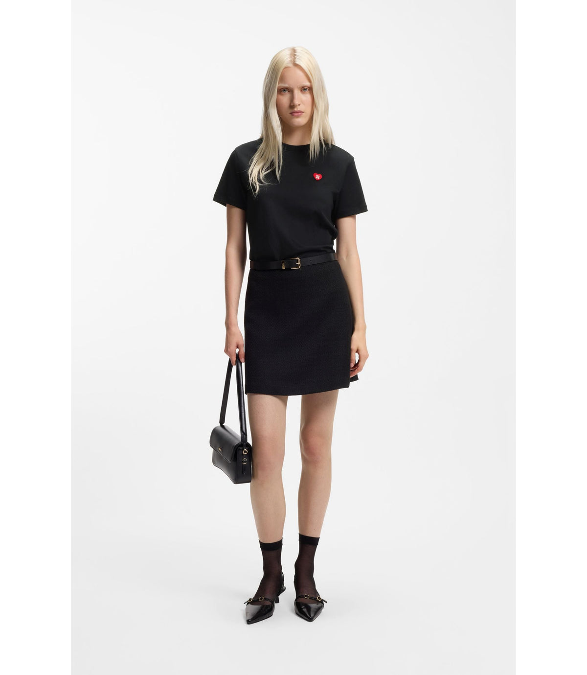 Hugo Heart Logo T Shirt In Cotton Jersey Black Women's