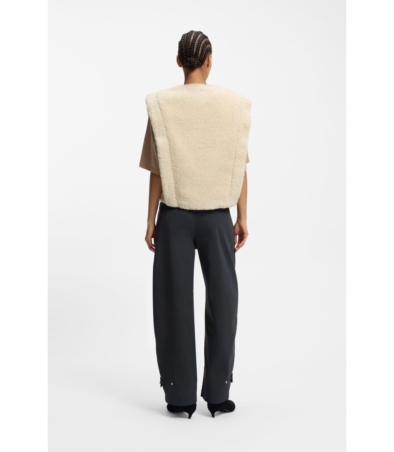 Boss Gilet In Plush Teddy Light Beige Women's