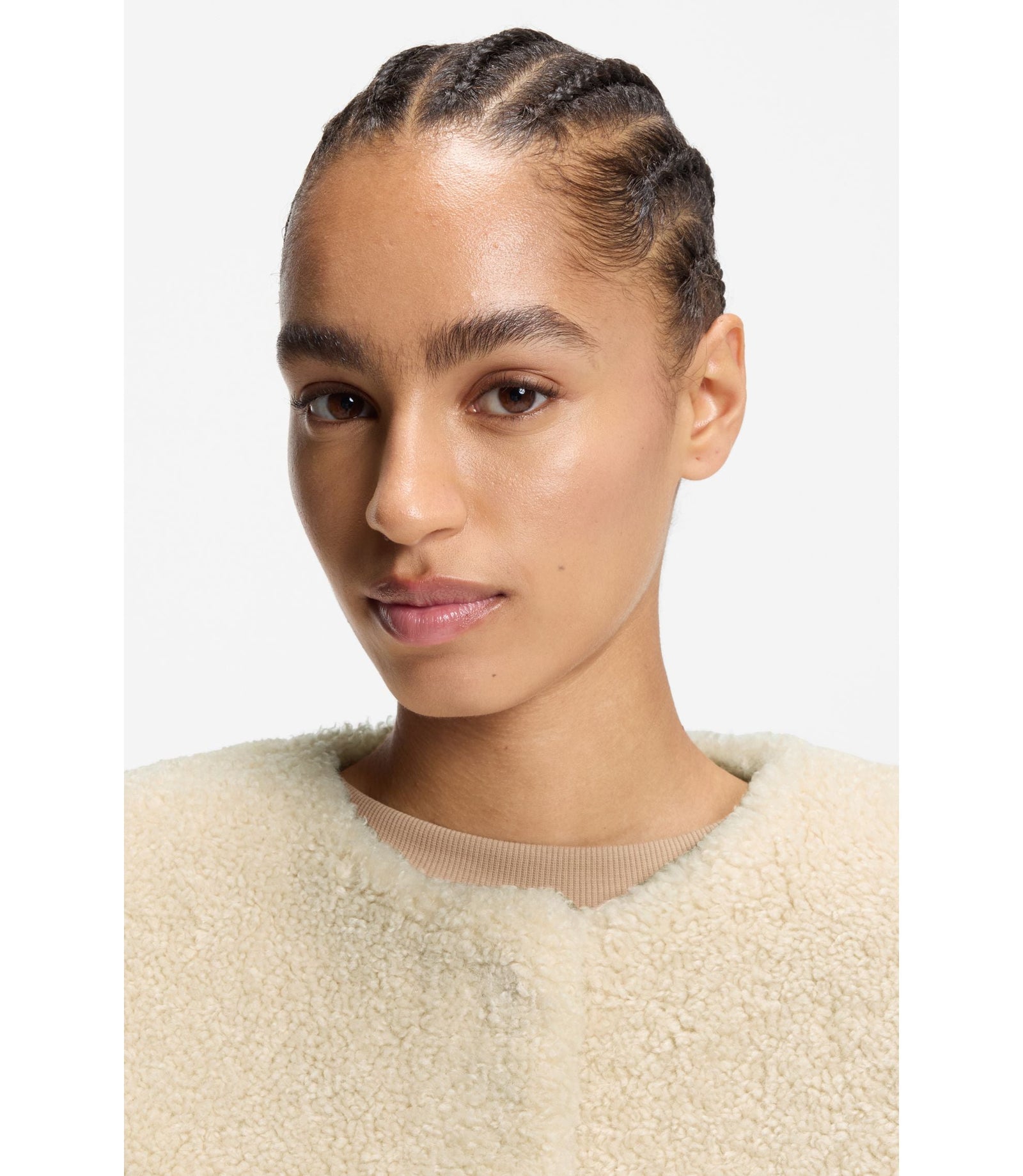 Boss Gilet In Plush Teddy Light Beige Women's