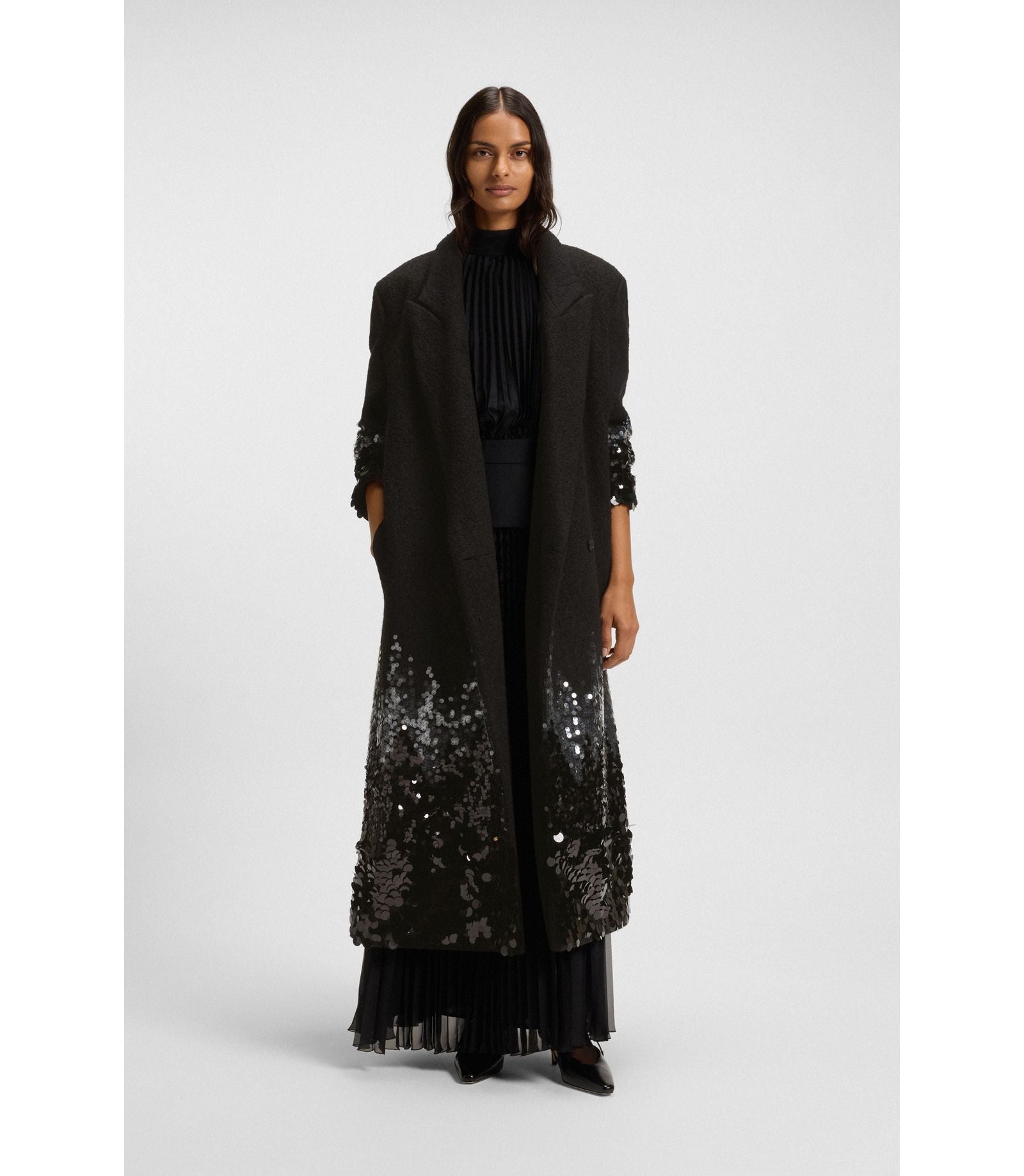 Boss Formal Coat With Sequin Embellishments Patterned Women's