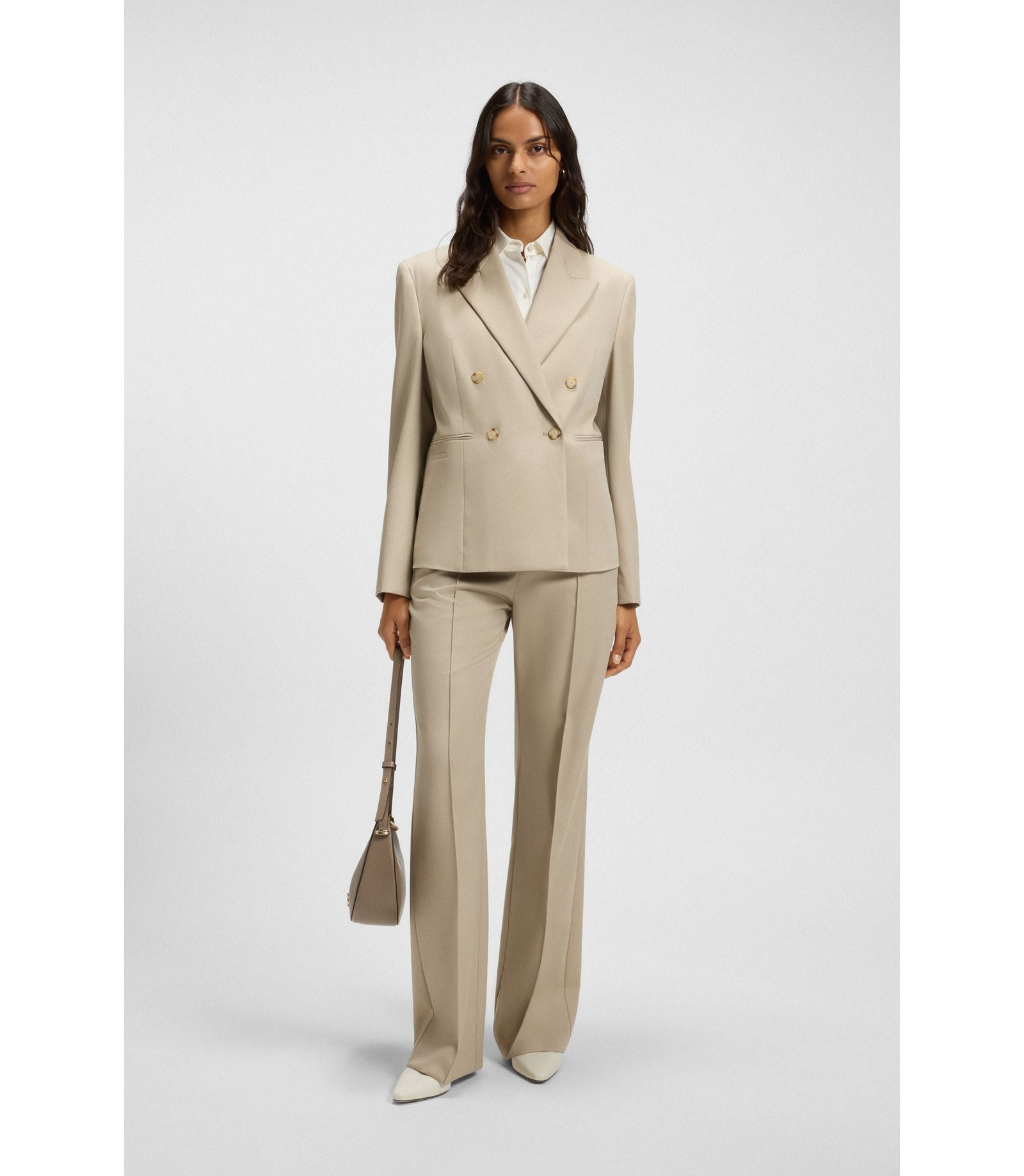 Boss Extra Slim Fit Blouse In Cotton Jersey White Women's