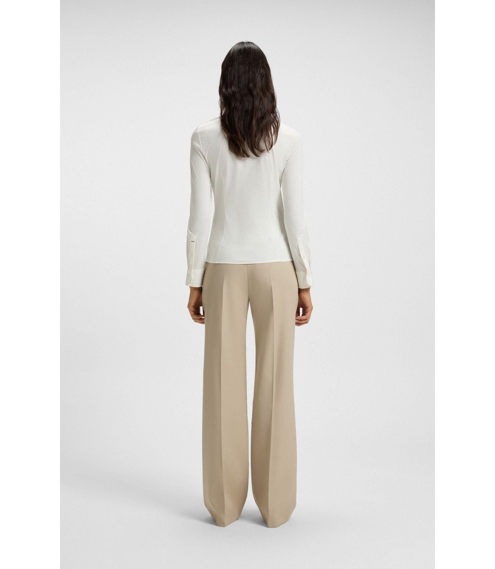 Boss Extra Slim Fit Blouse In Cotton Jersey White Women's