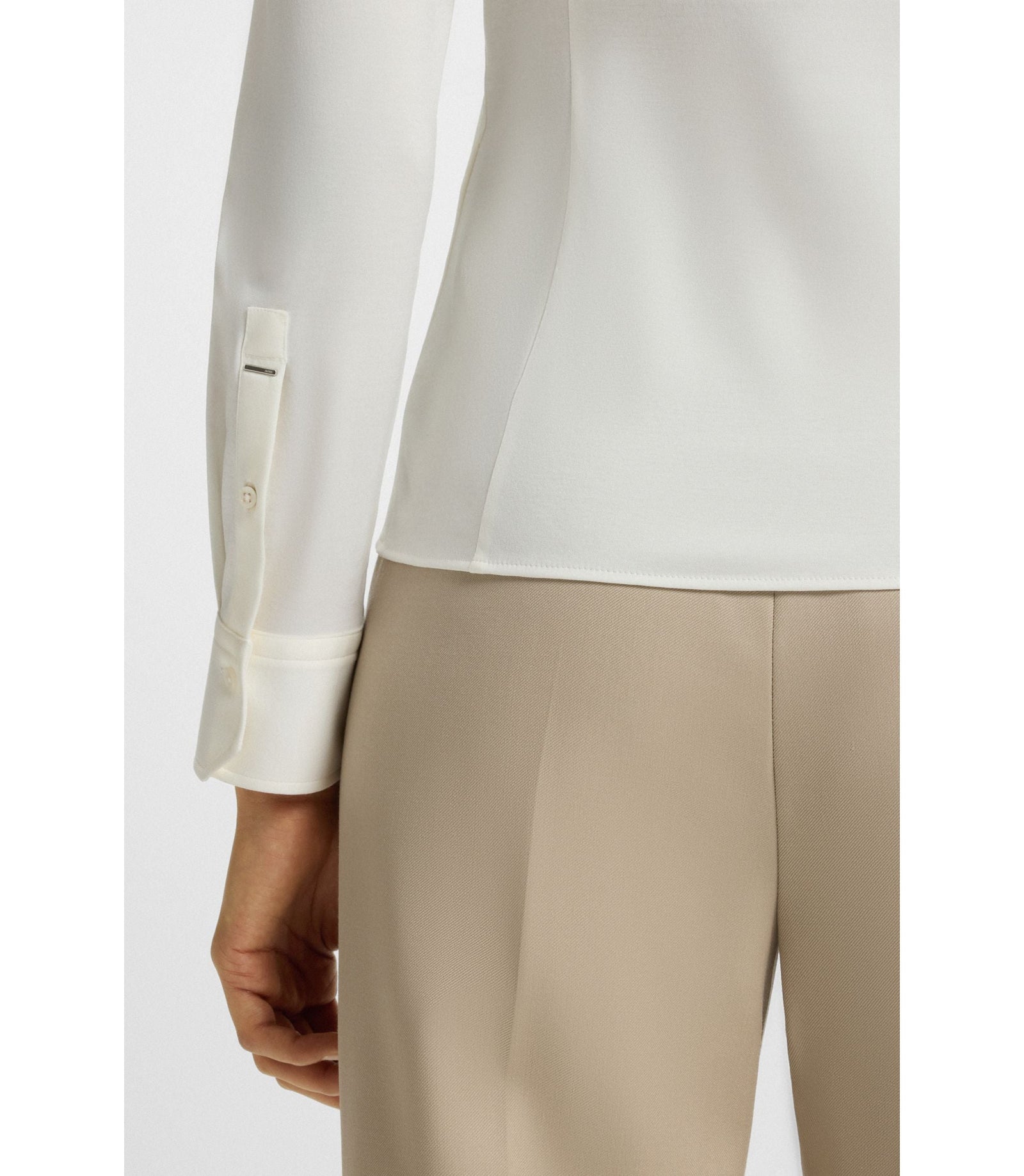 Boss Extra Slim Fit Blouse In Cotton Jersey White Women's