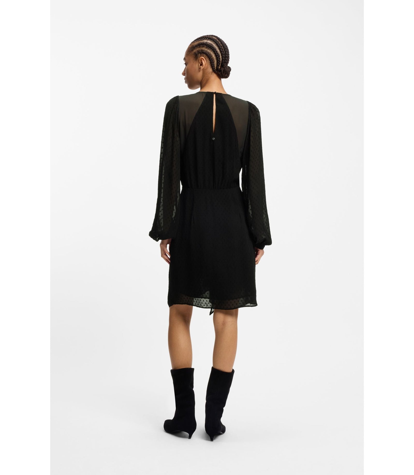 Boss Drape Detail Dress With Polka Dots Black Women's