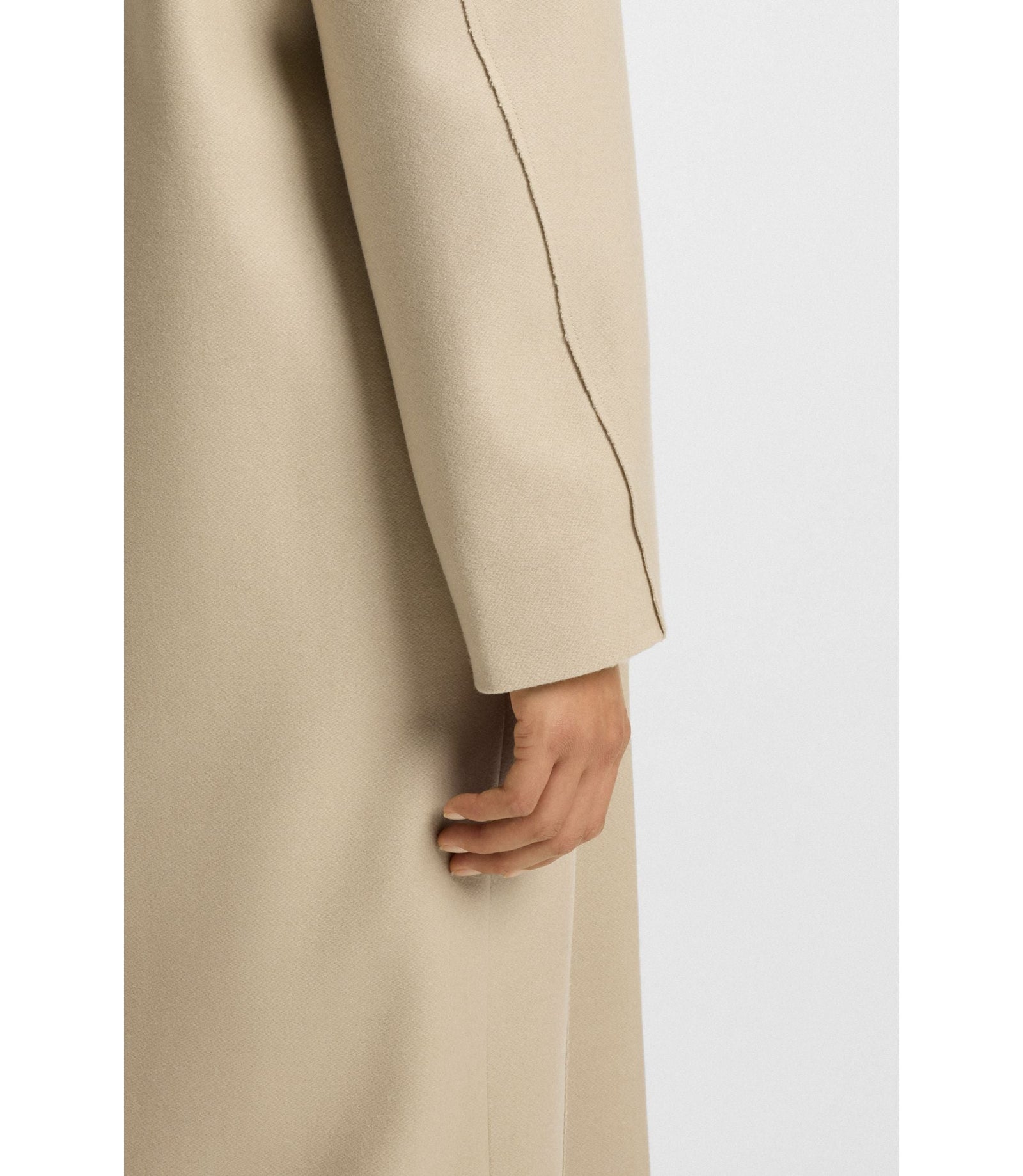 Boss Double Breasted Coat In Virgin Wool And Cashmere Light Beige Women's