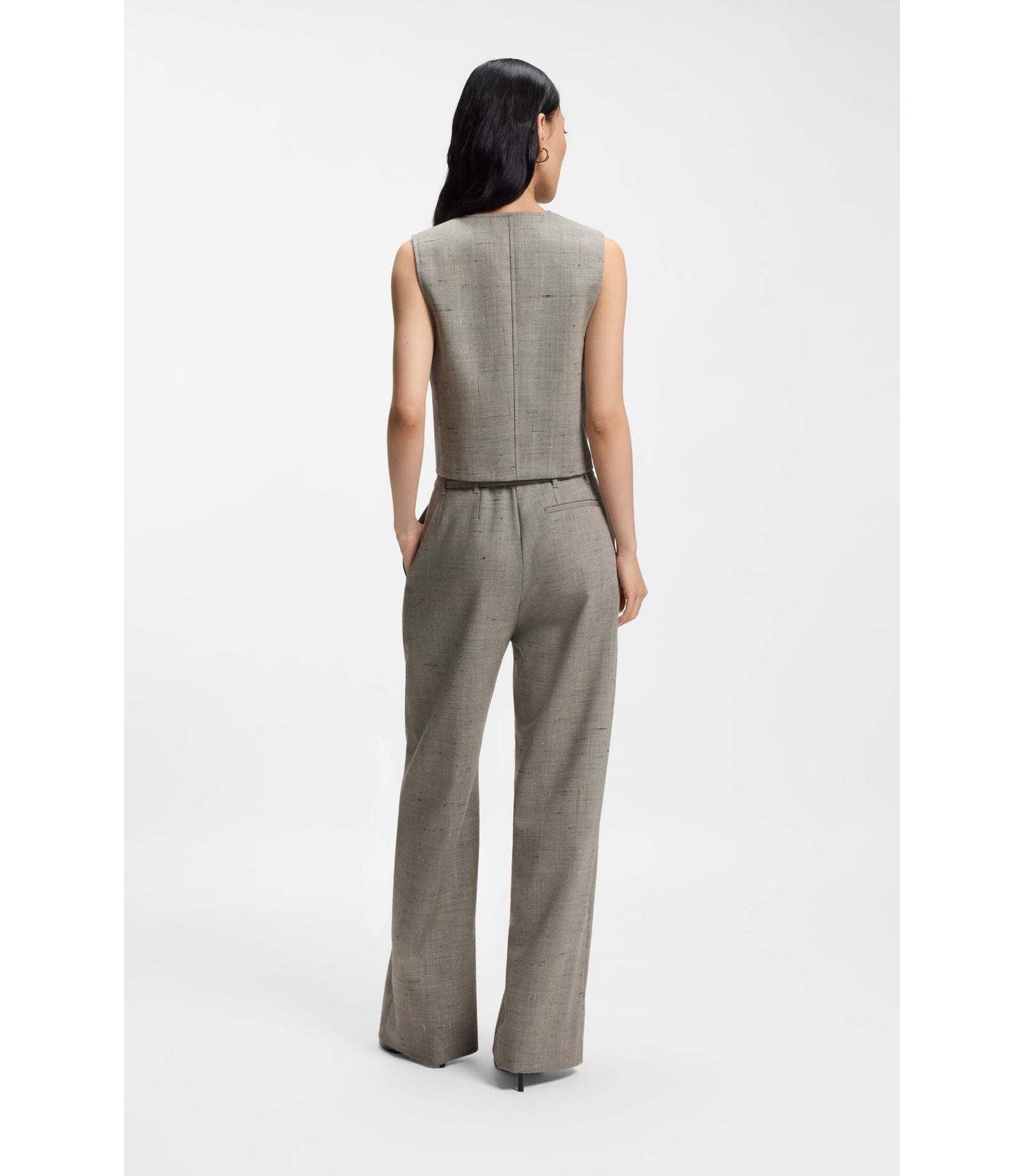 Boss Cropped Waistcoat In A Wool Blend Patterned Women's