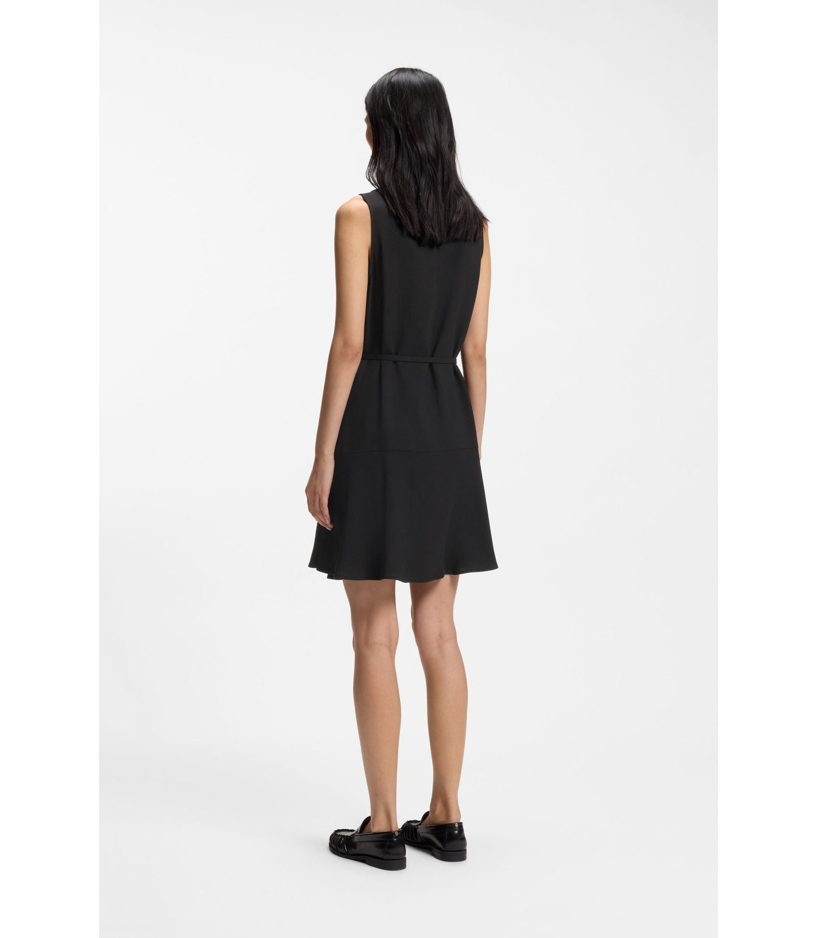Boss Crepe Wrap Dress With Belt Black Women's