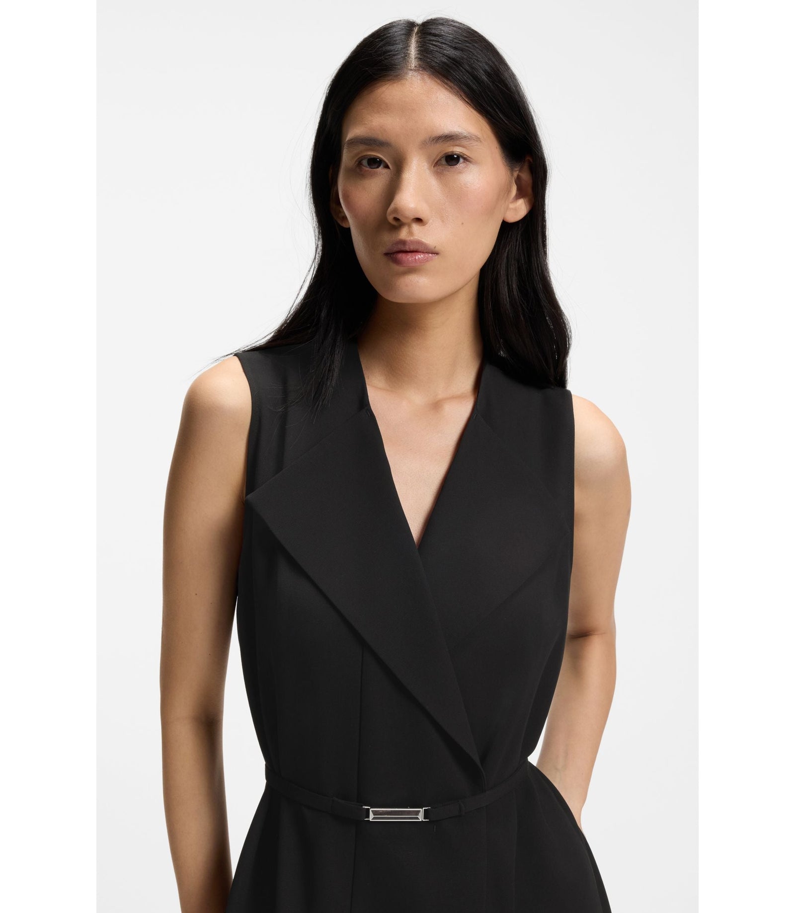 Boss Crepe Wrap Dress With Belt Black Women's