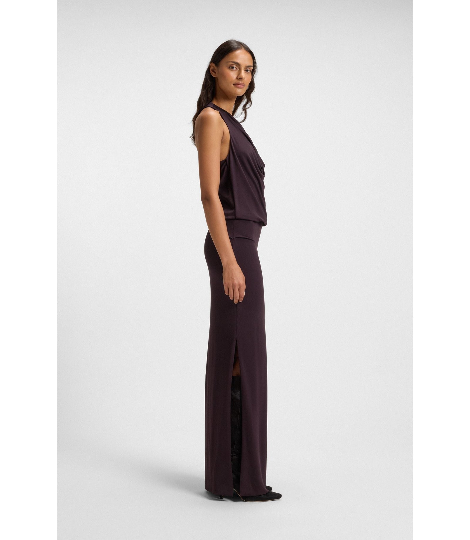 Boss Cowl Neck Dress With Rear Metal Detail Light Purple Women's