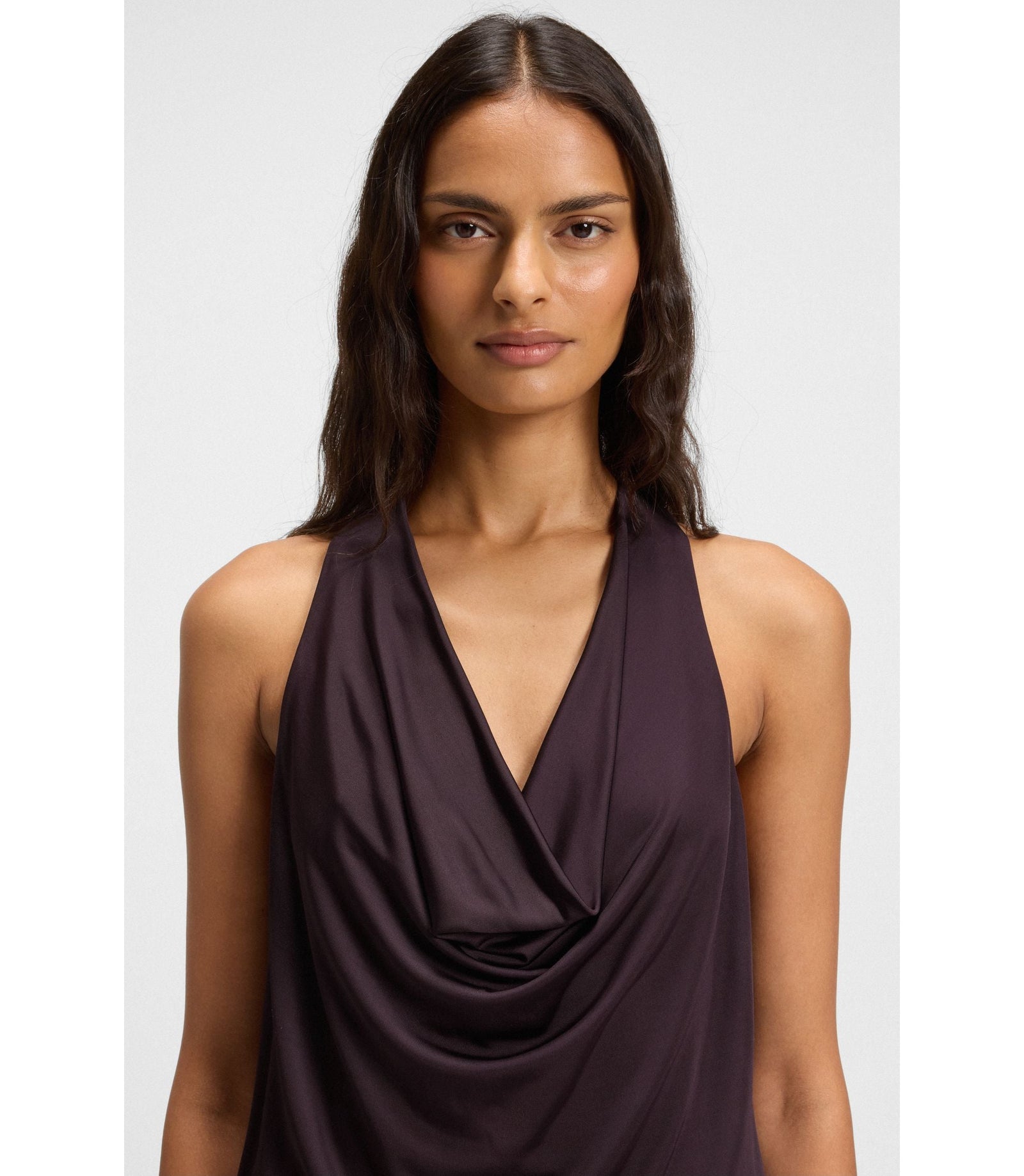 Boss Cowl Neck Dress With Rear Metal Detail Light Purple Women's