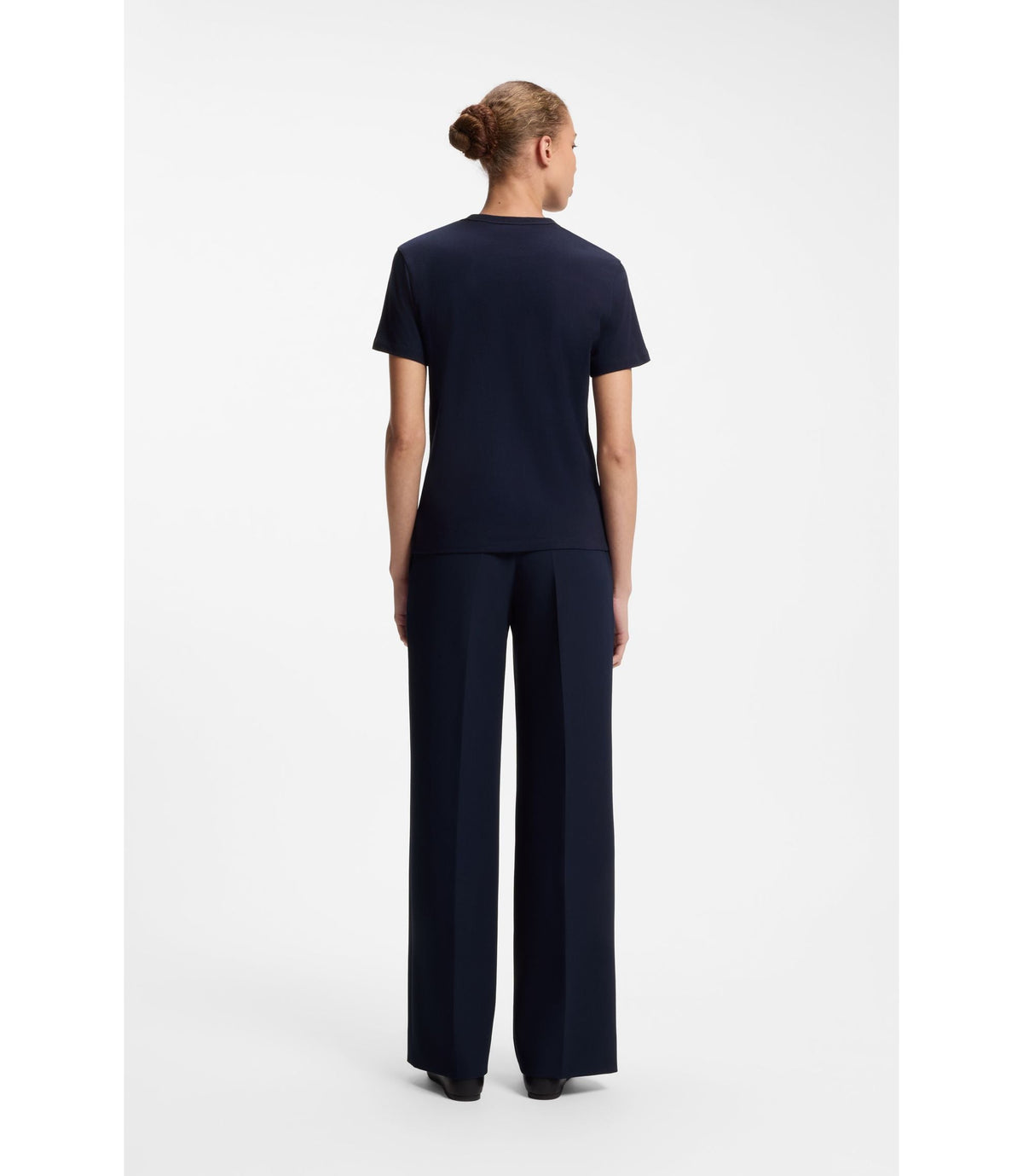 Hugo Cotton T Shirt With Embroidered Logo Blue Women's