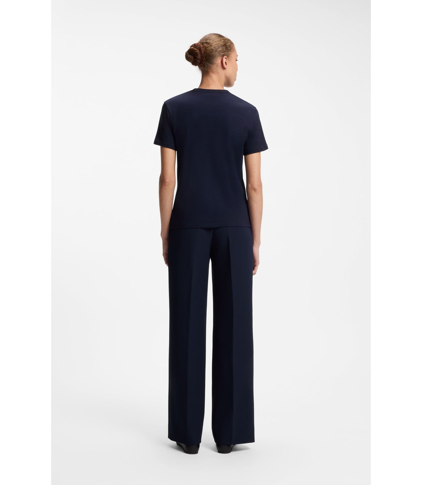 Hugo Cotton T Shirt With Embroidered Logo Blue Women's