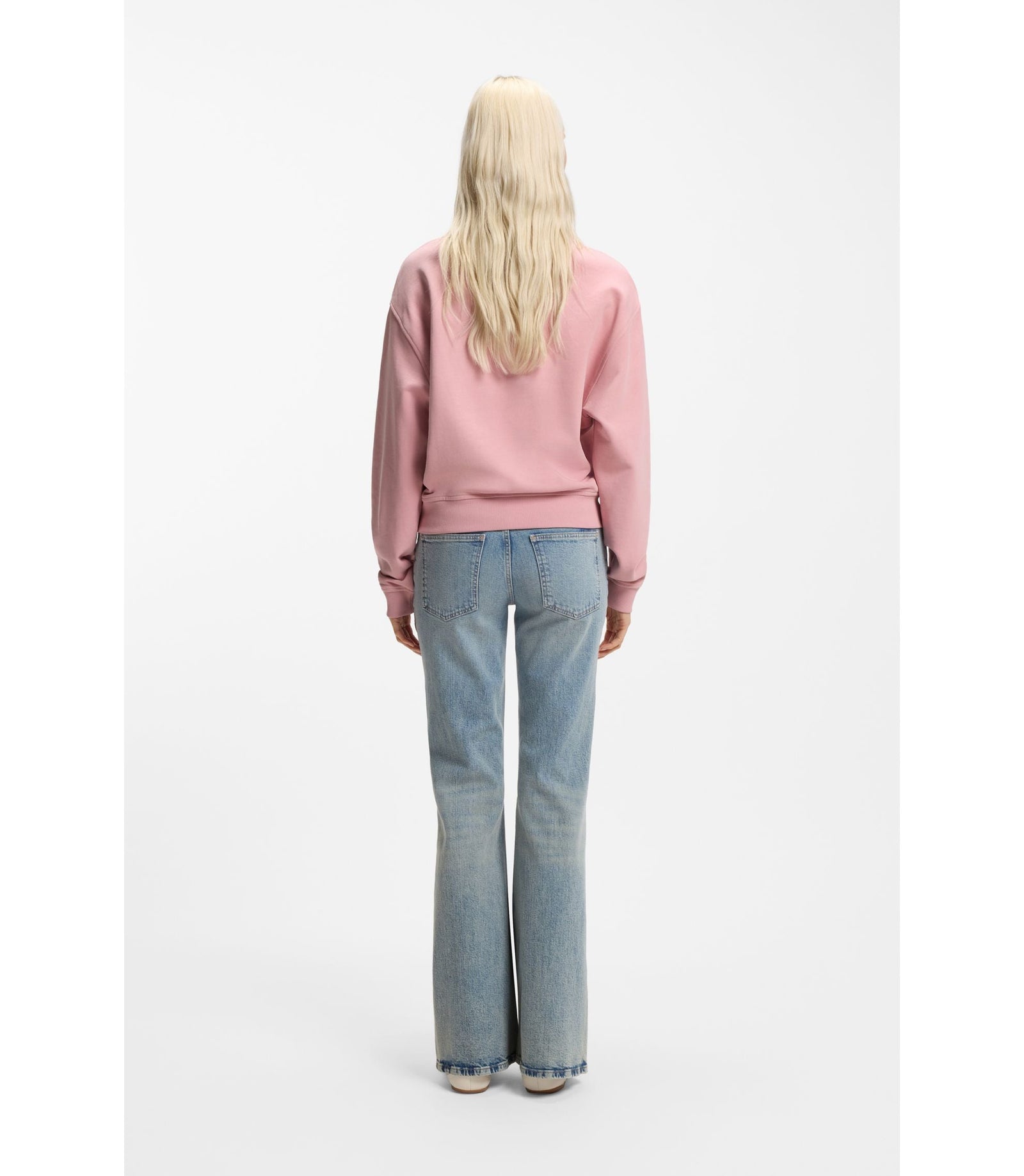 Hugo Cotton Terry Sweatshirt With Logo Badge Light Pink Women's