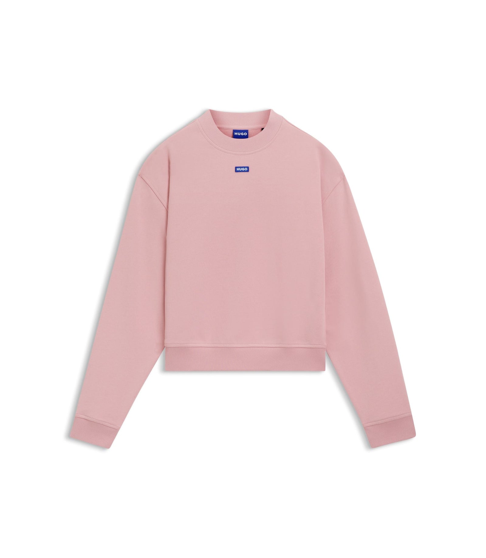 Hugo Cotton Terry Sweatshirt With Logo Badge Light Pink Women's
