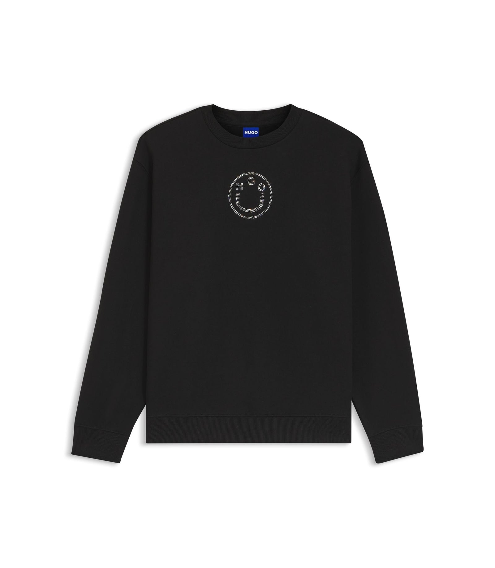 Hugo Cotton Sweatshirt With Rhinestone Happy Hugo Black Women's