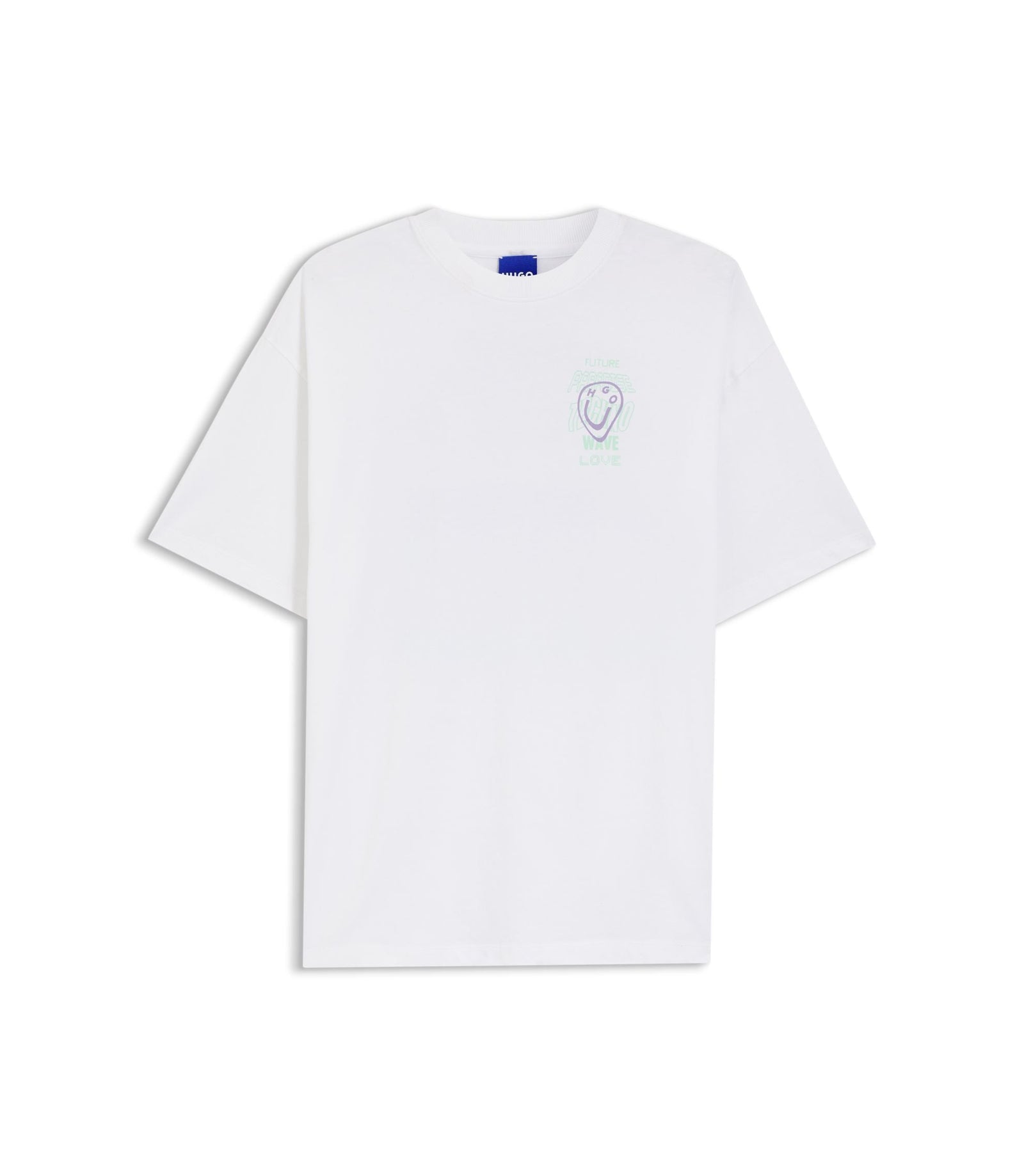 Hugo Cotton Jersey T Shirt With Printed Artwork White Women's