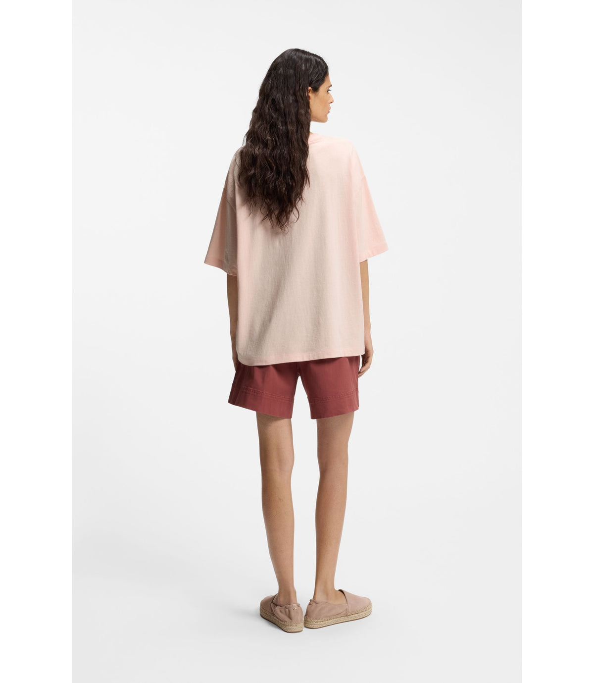 Boss Cotton Jersey T Shirt With Printed Artwork Light Pink Women's