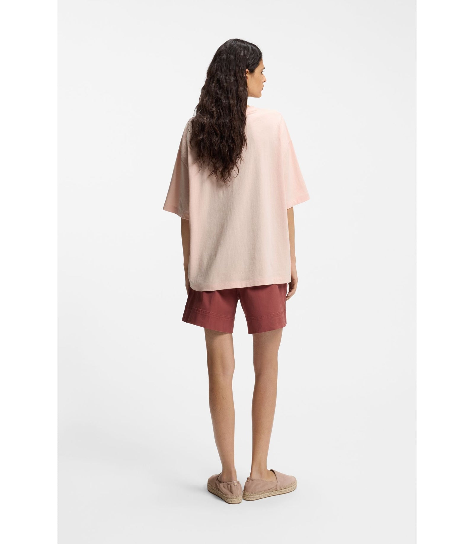 Boss Cotton Jersey T Shirt With Printed Artwork Light Pink Women's