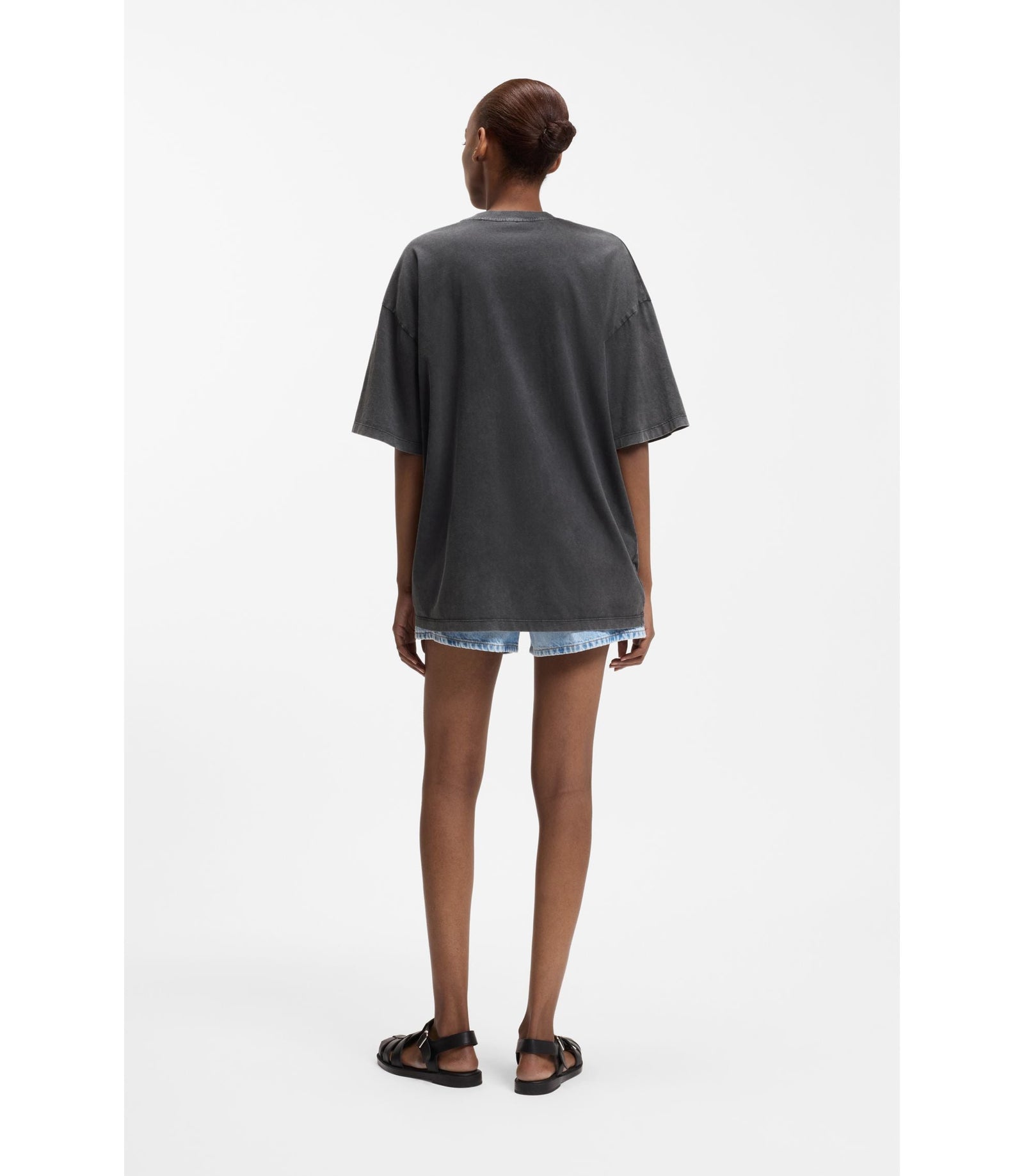 Hugo Cotton Jersey T Shirt With Melted Effect Happy Hugo Print Black Women's