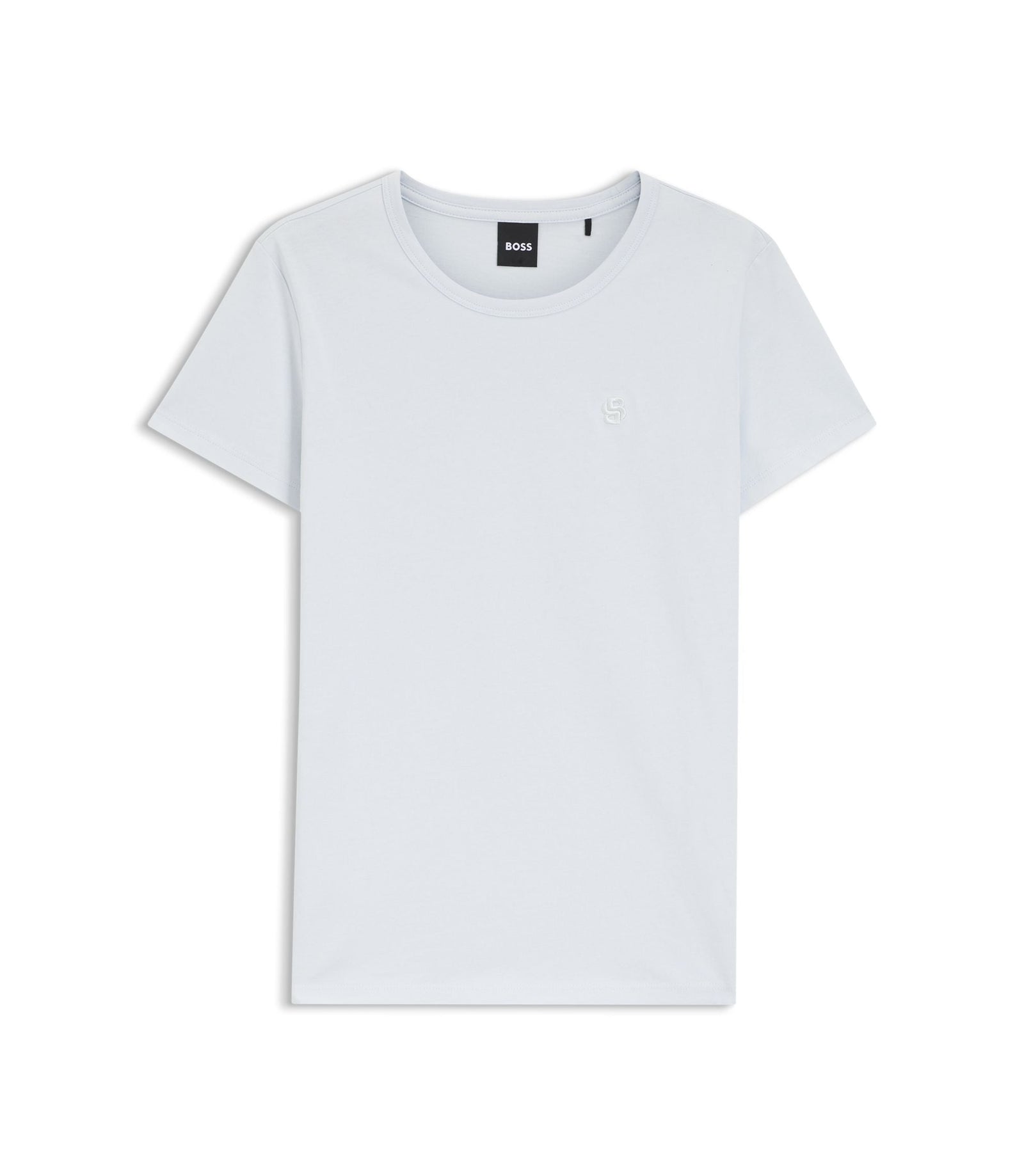 Boss Cotton Jersey Slim Fit T Shirt With Double B Monogram Light Blue Women's