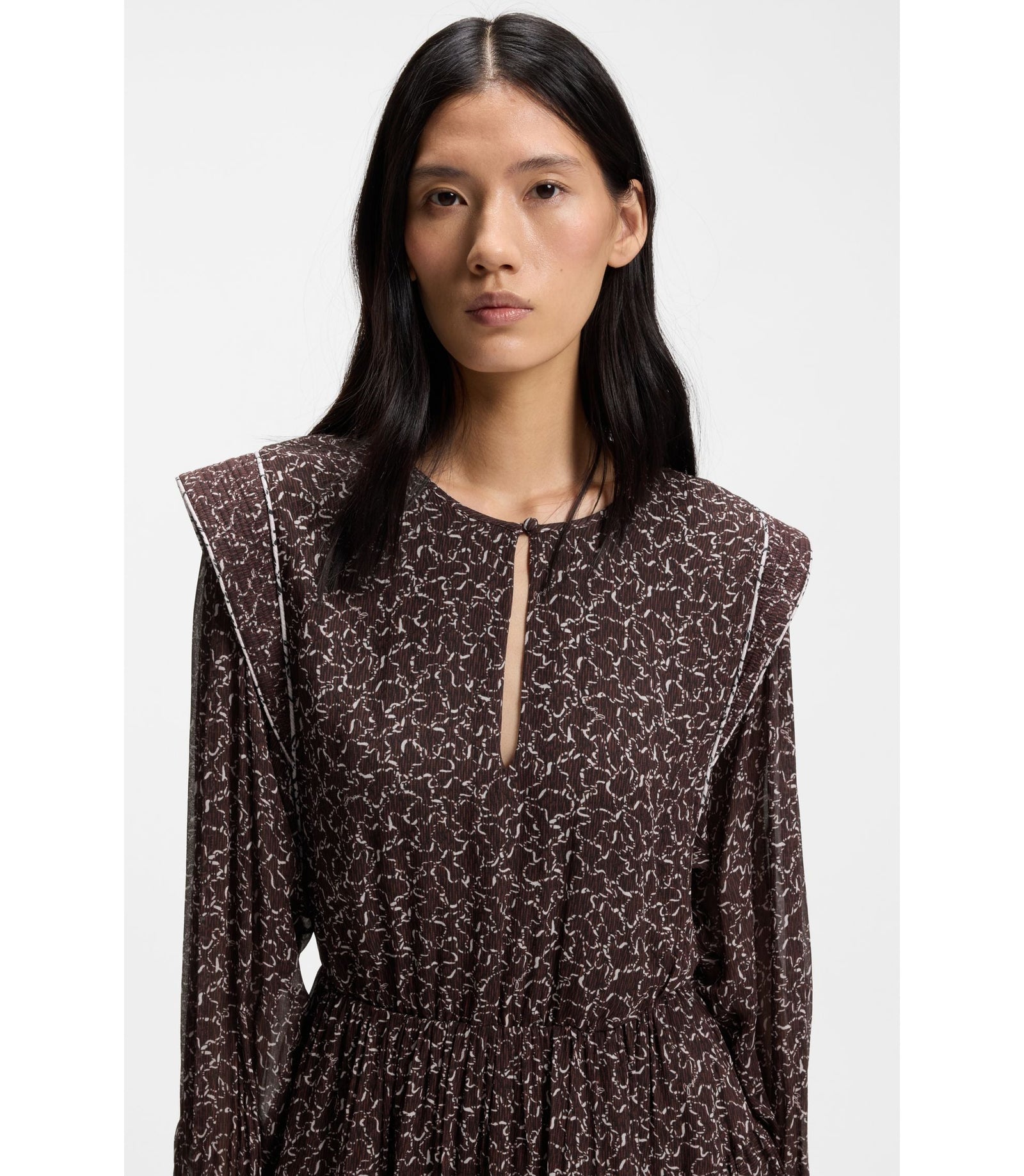 Boss Contrast Piping Mini Dress With Modern Print Patterned Women's