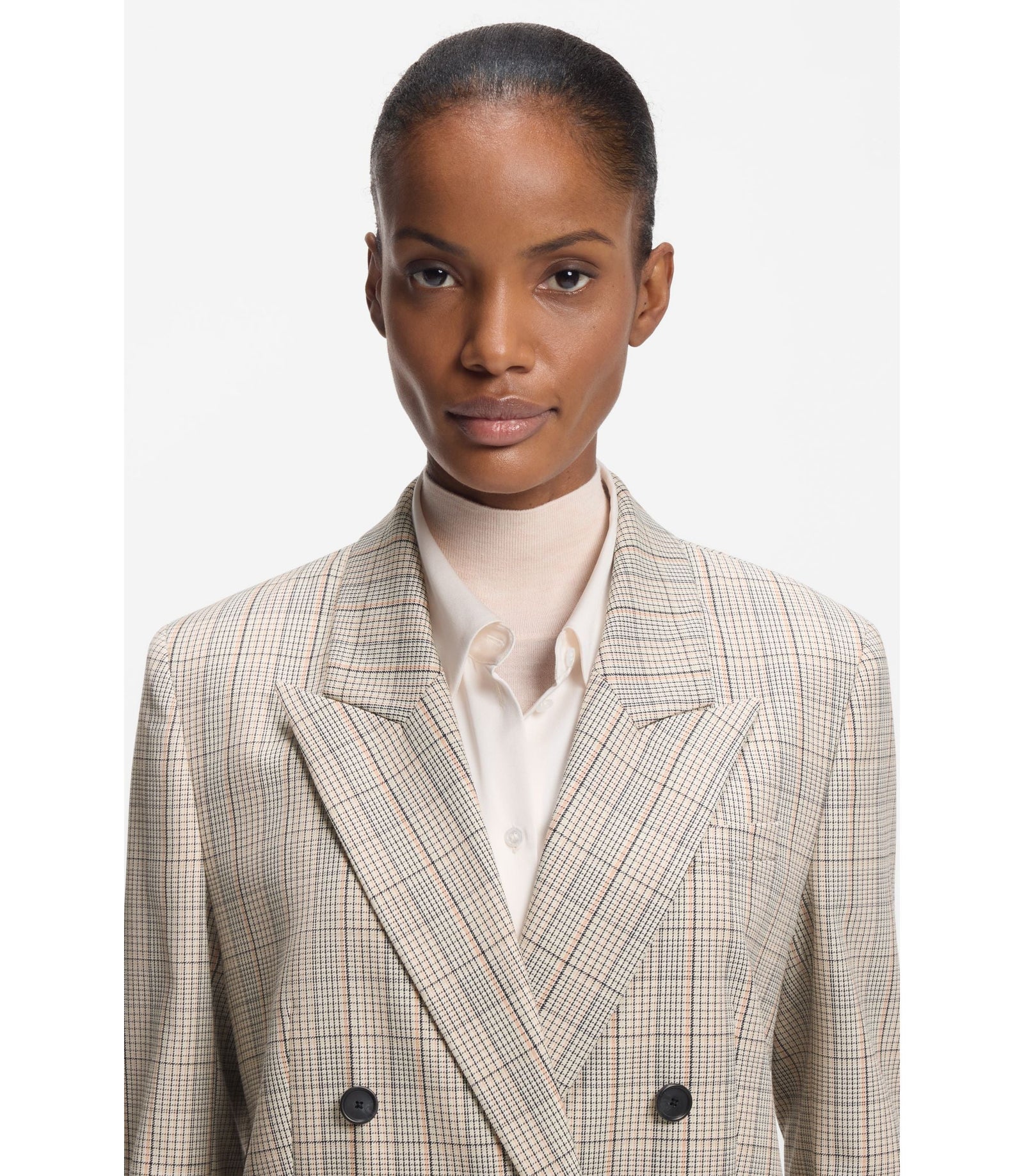 Boss Checked Regular Fit Blazer In Stretch Wool Patterned Women's