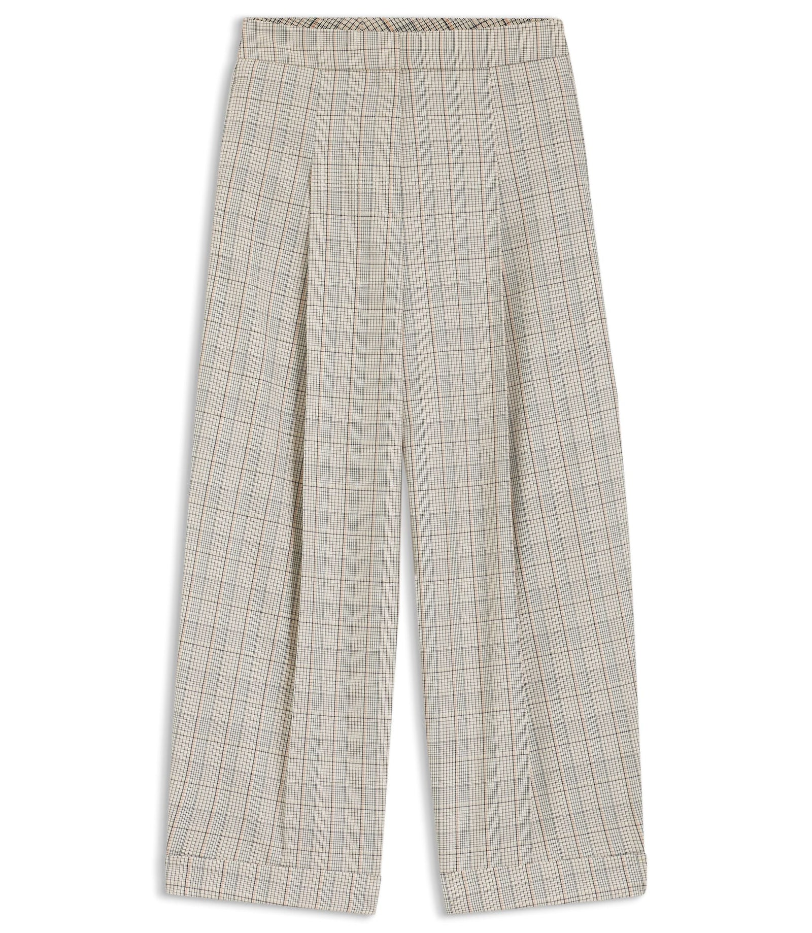 Boss Checked Oversized Fit Trousers In Stretch Wool Patterned Women's