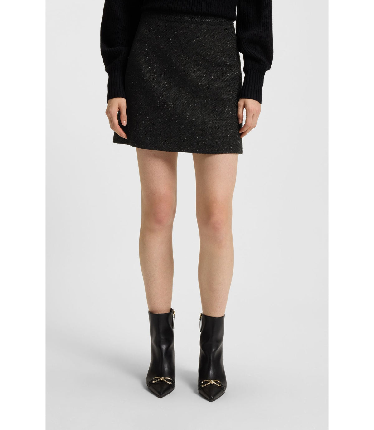 Hugo Boucl Mini Skirt With Chain Tape Black Women's