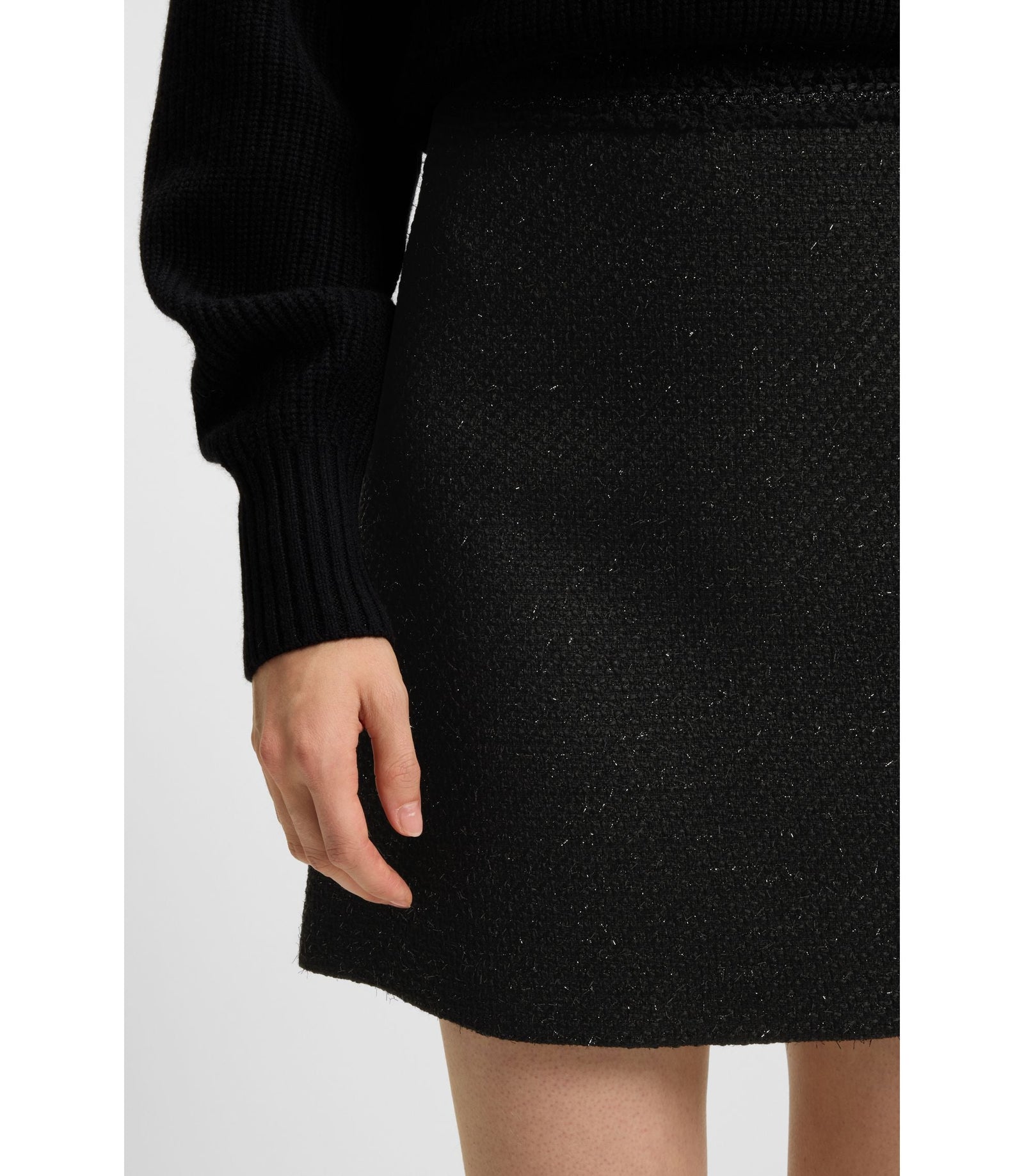 Hugo Boucl Mini Skirt With Chain Tape Black Women's
