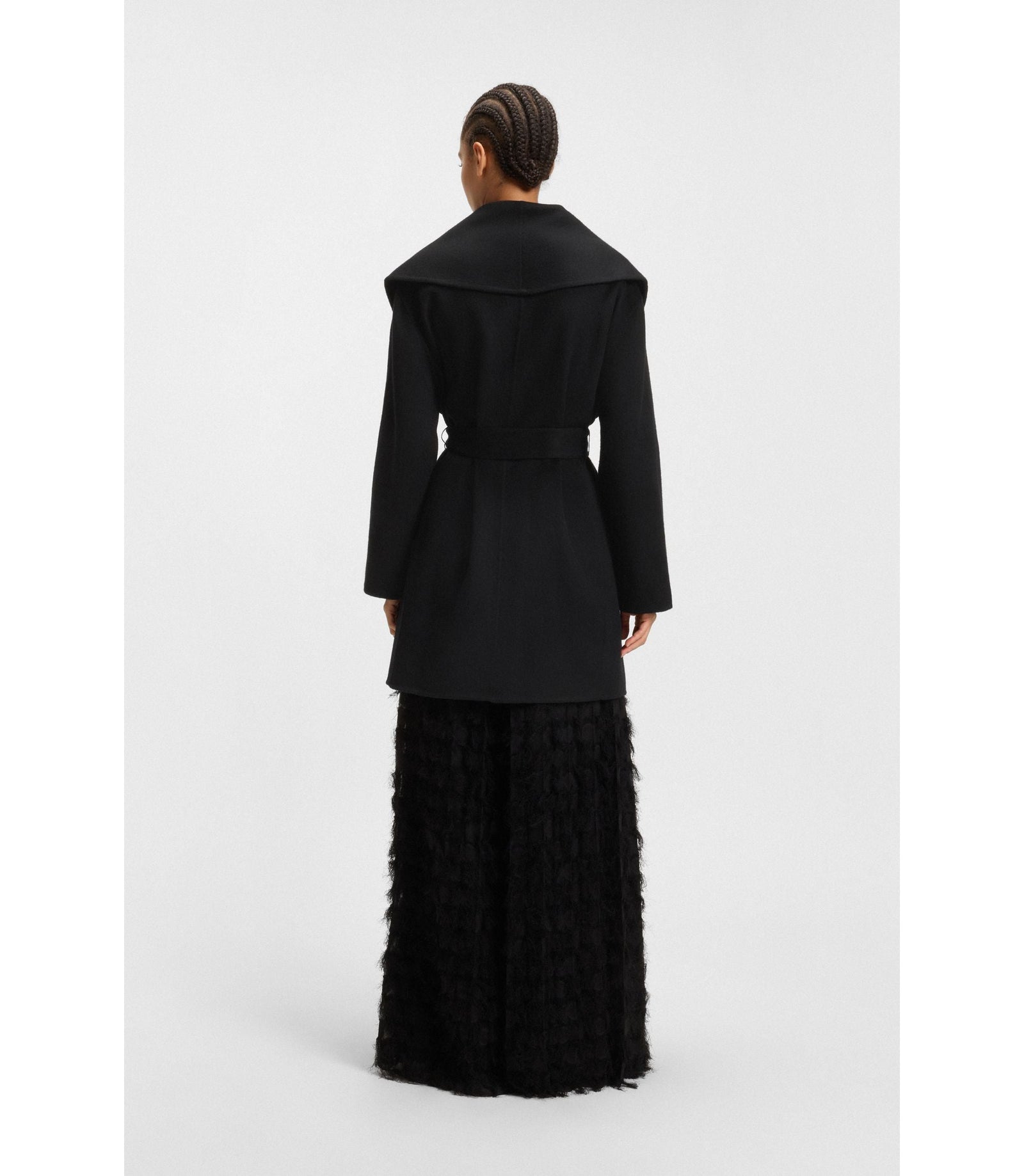 Boss Belted Coat In A Wool Blend Black Women's