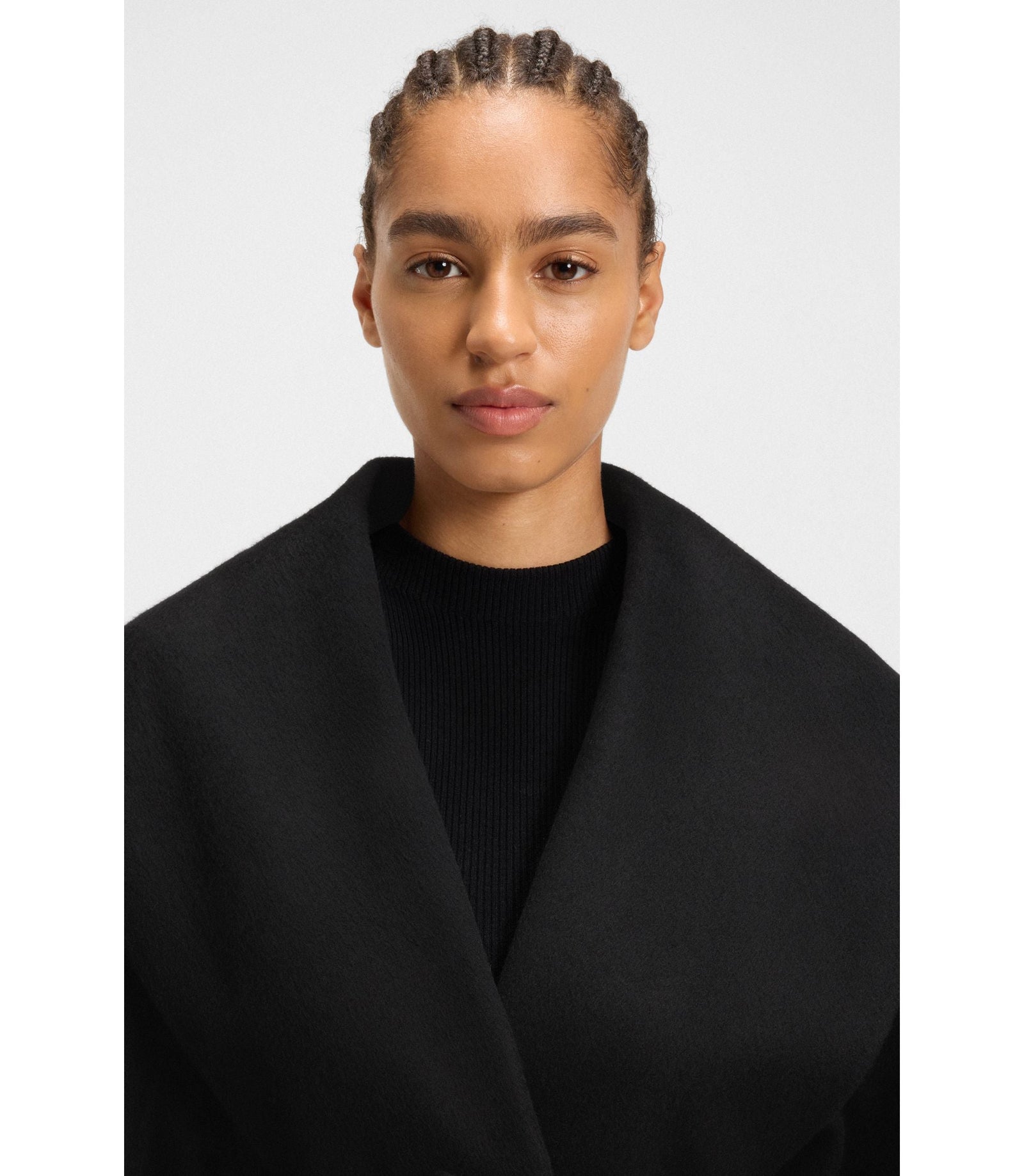 Boss Belted Coat In A Wool Blend Black Women's