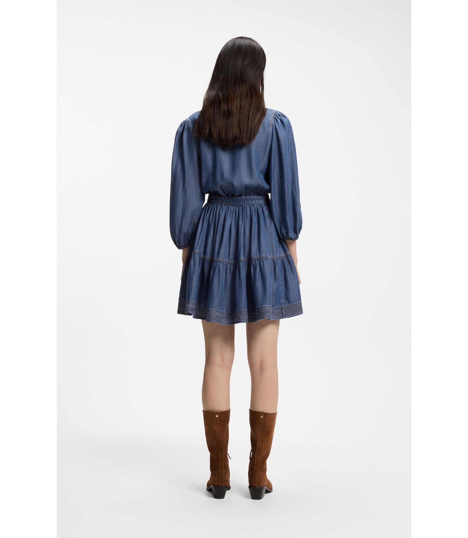 Boss Balloon Sleeve Dress With Wrap Front Blue Women's