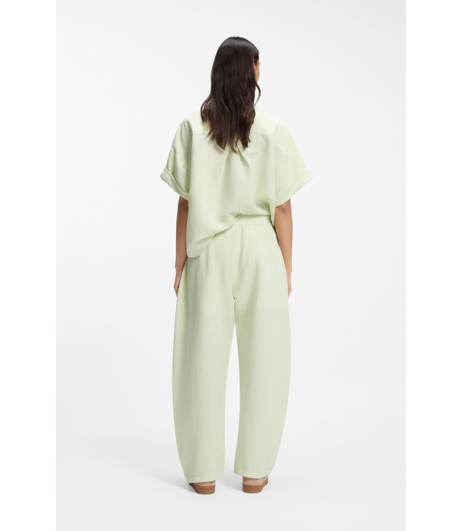 Boss Balloon Leg Trousers With Elasticated Waist Green Women's
