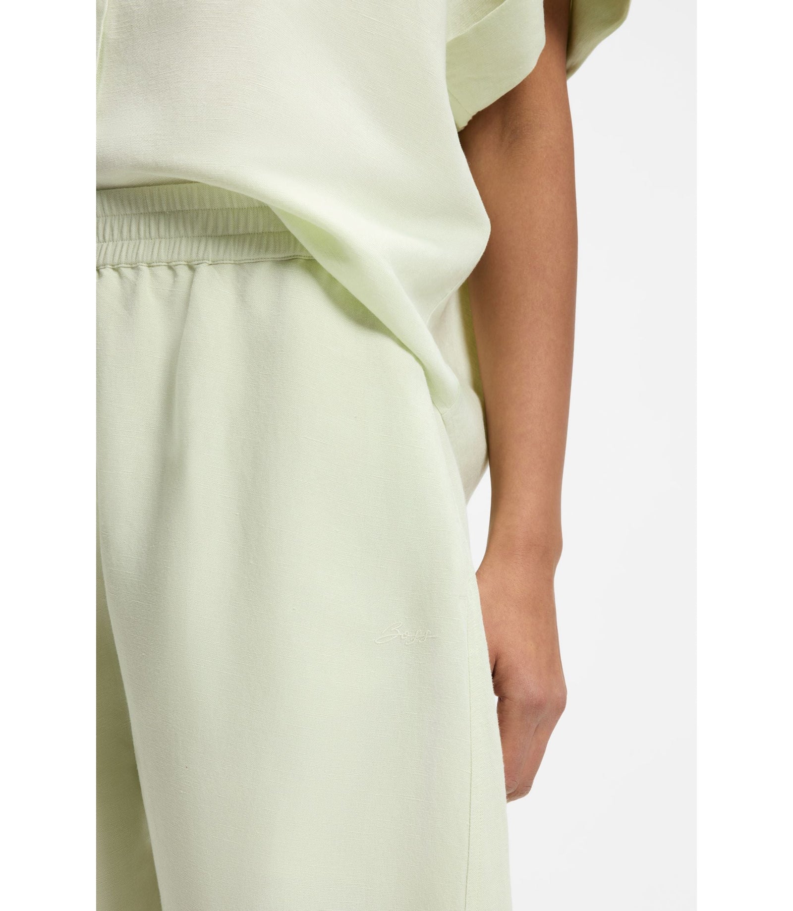 Boss Balloon Leg Trousers With Elasticated Waist Green Women's