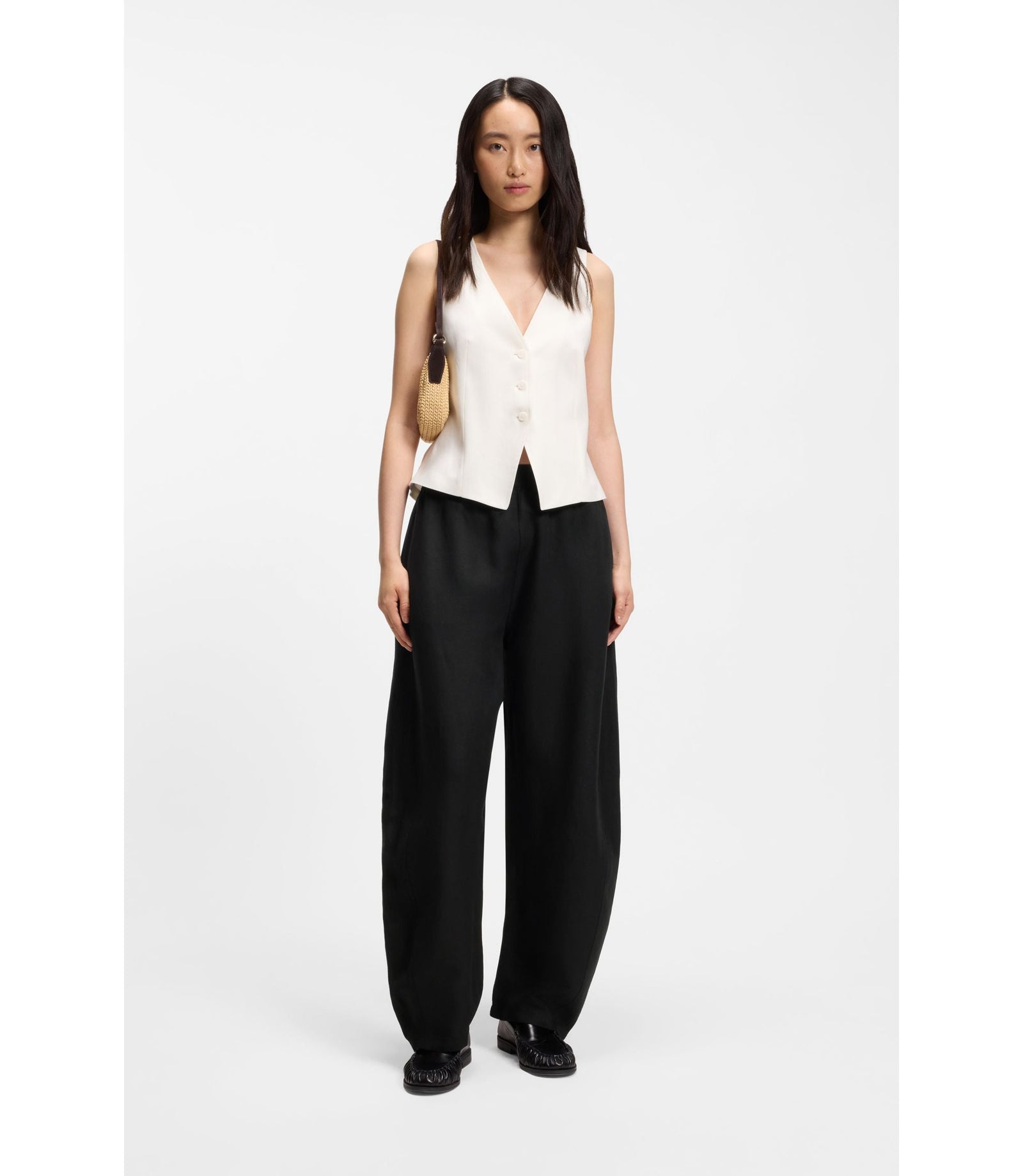 Boss Balloon Leg Trousers With Elasticated Waist Black Women's