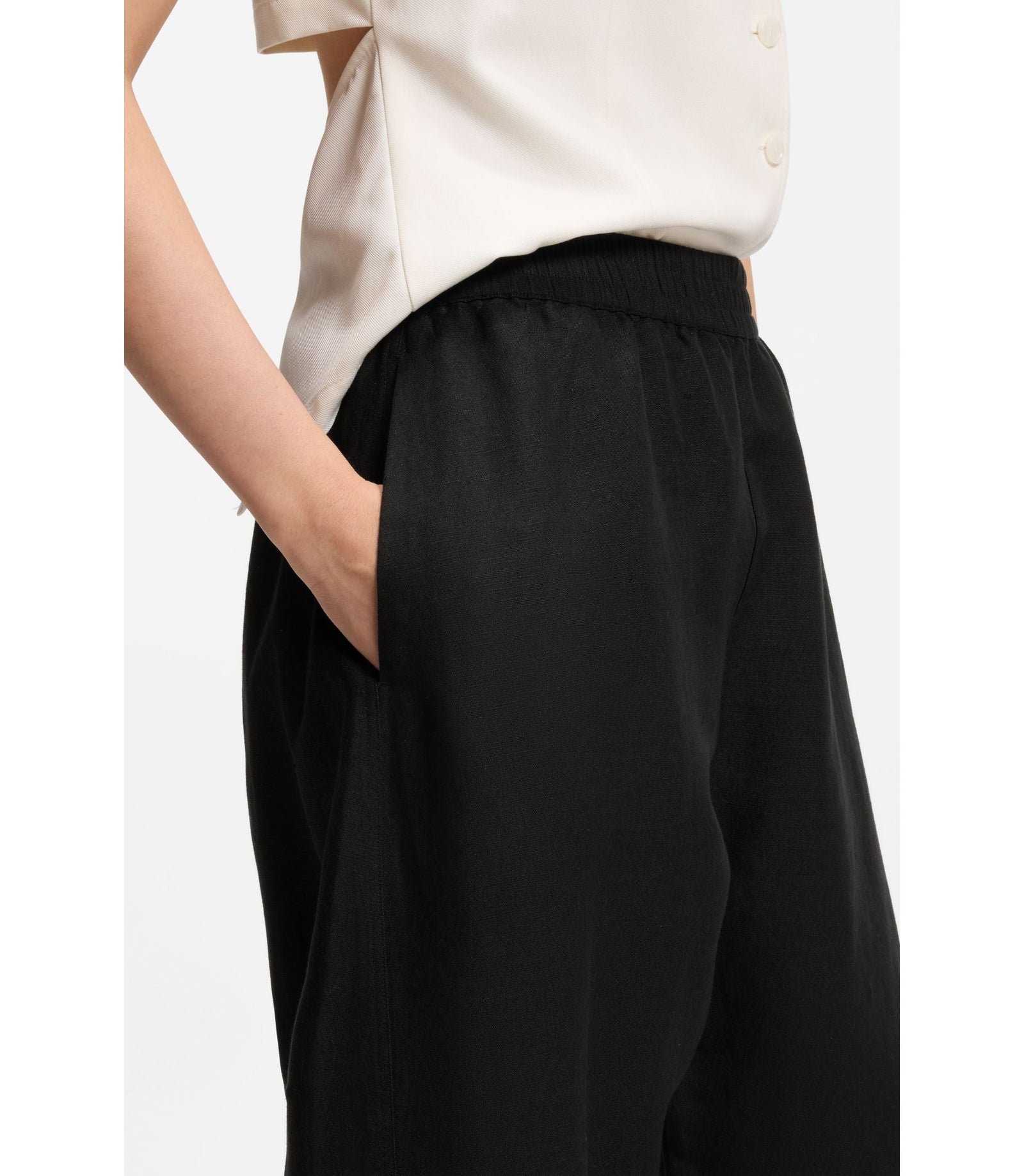 Boss Balloon Leg Trousers With Elasticated Waist Black Women's