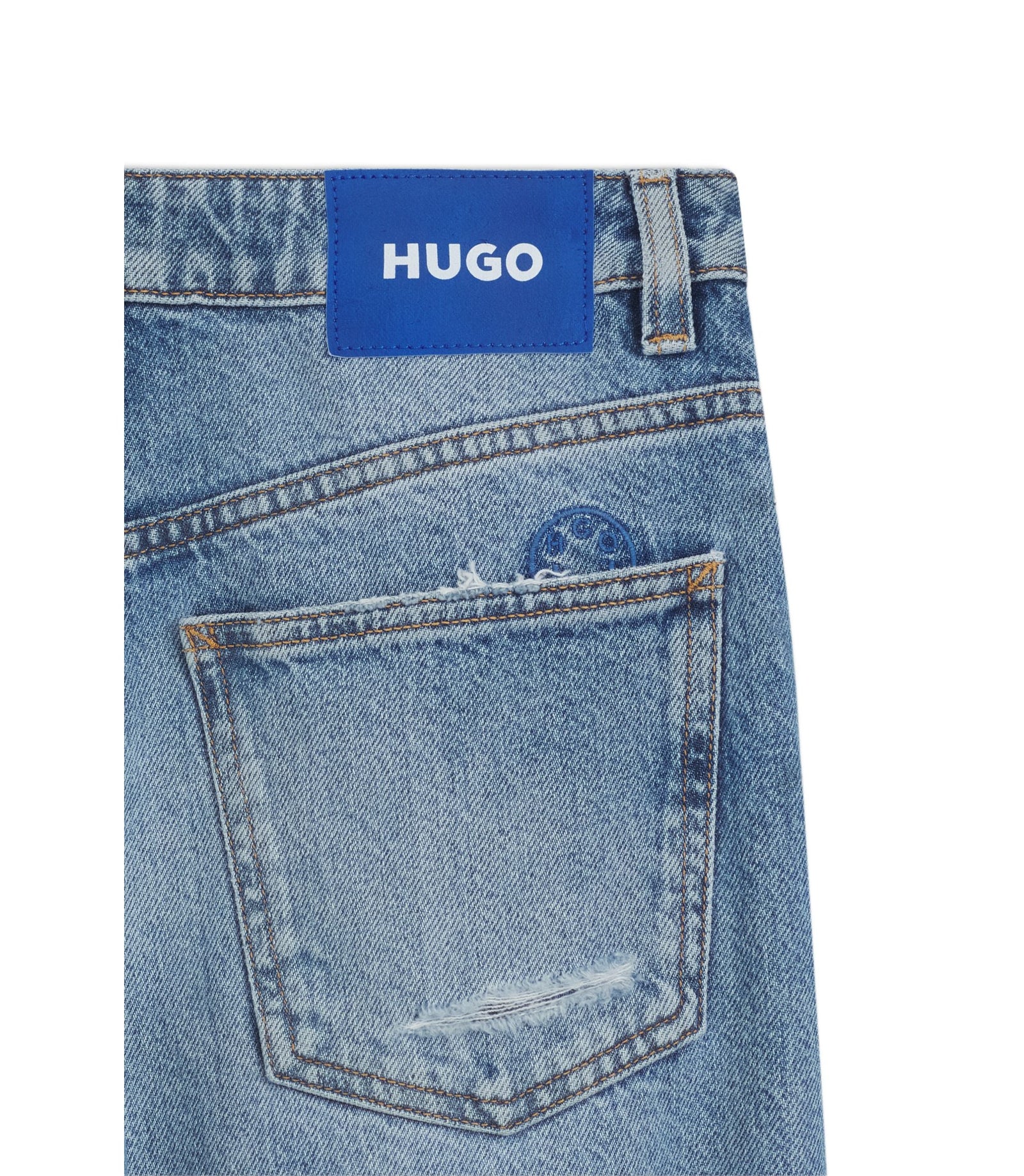 Hugo Baggy Fit Jeans In Blue Distressed Denim Blue Women's
