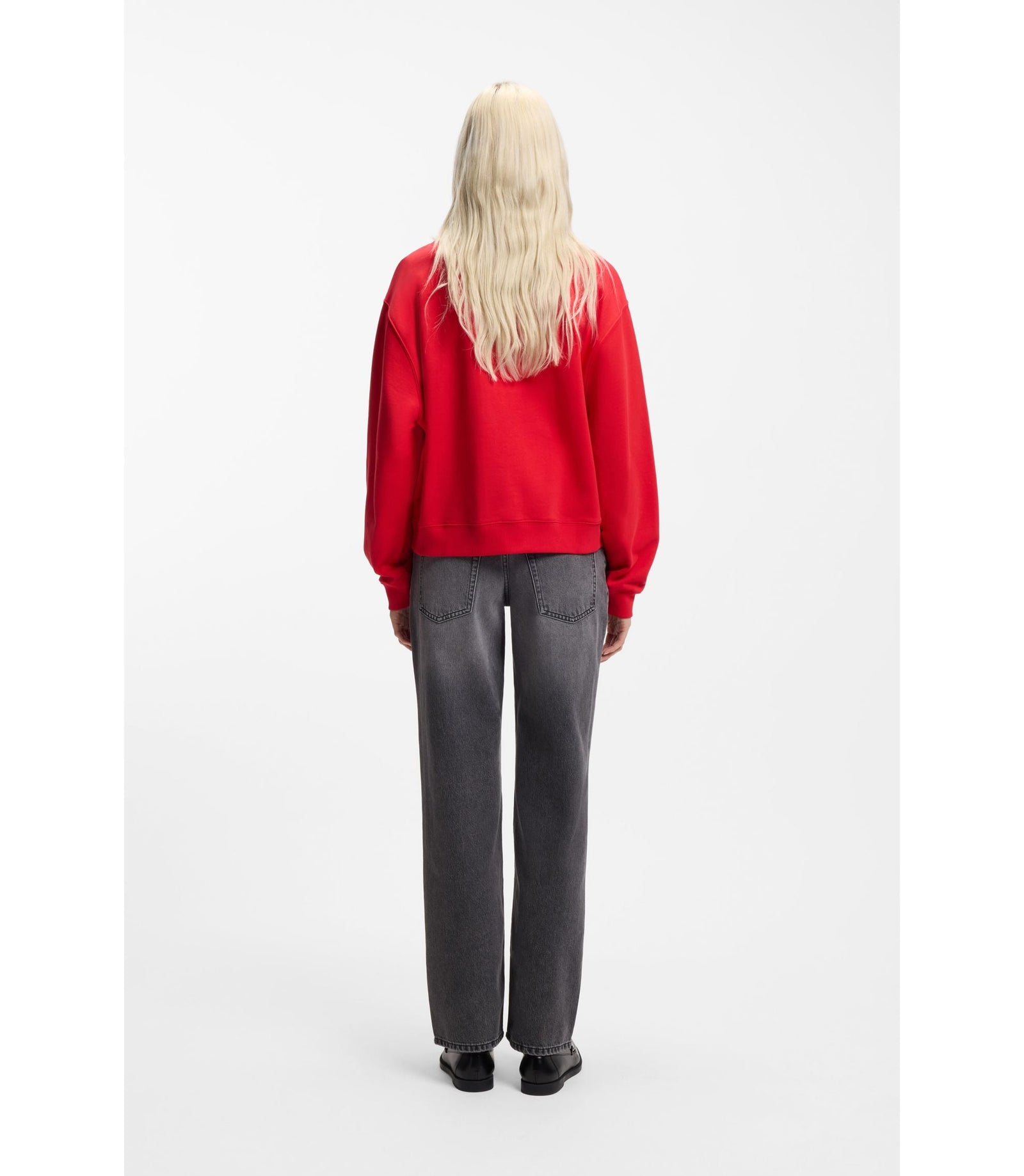Hugo All Gender Cotton Terry Sweatshirt With Heart Logo Red Women's
